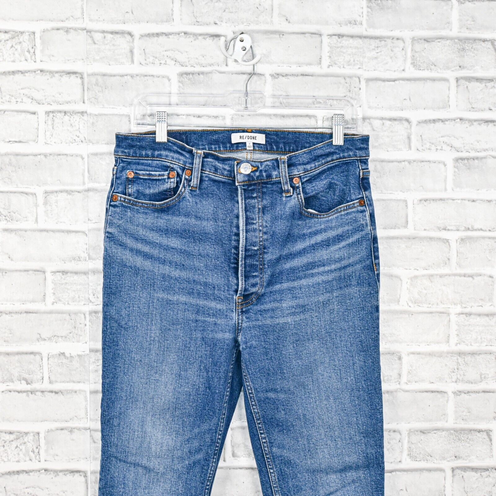 RE/DONE RE/DONE 90s High Rise Ankle Crop Denim Jeans Distressed Size 31" - 4 Thumbnail