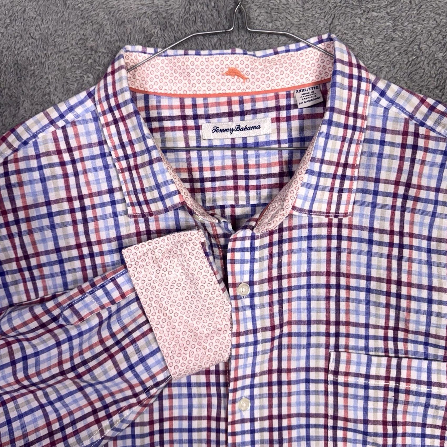 Tommy Bahama Tommy Bahama Shirt Mens 3XL XXXL Linen Flip Cuff Blue Check L/S Size US XXL / EU 58 / 5 - 2 Thumbnail