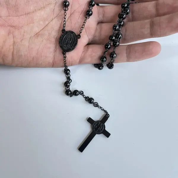 VIBE y2k 2000s black rosary bead necklace Size ONE SIZE - 4 Thumbnail