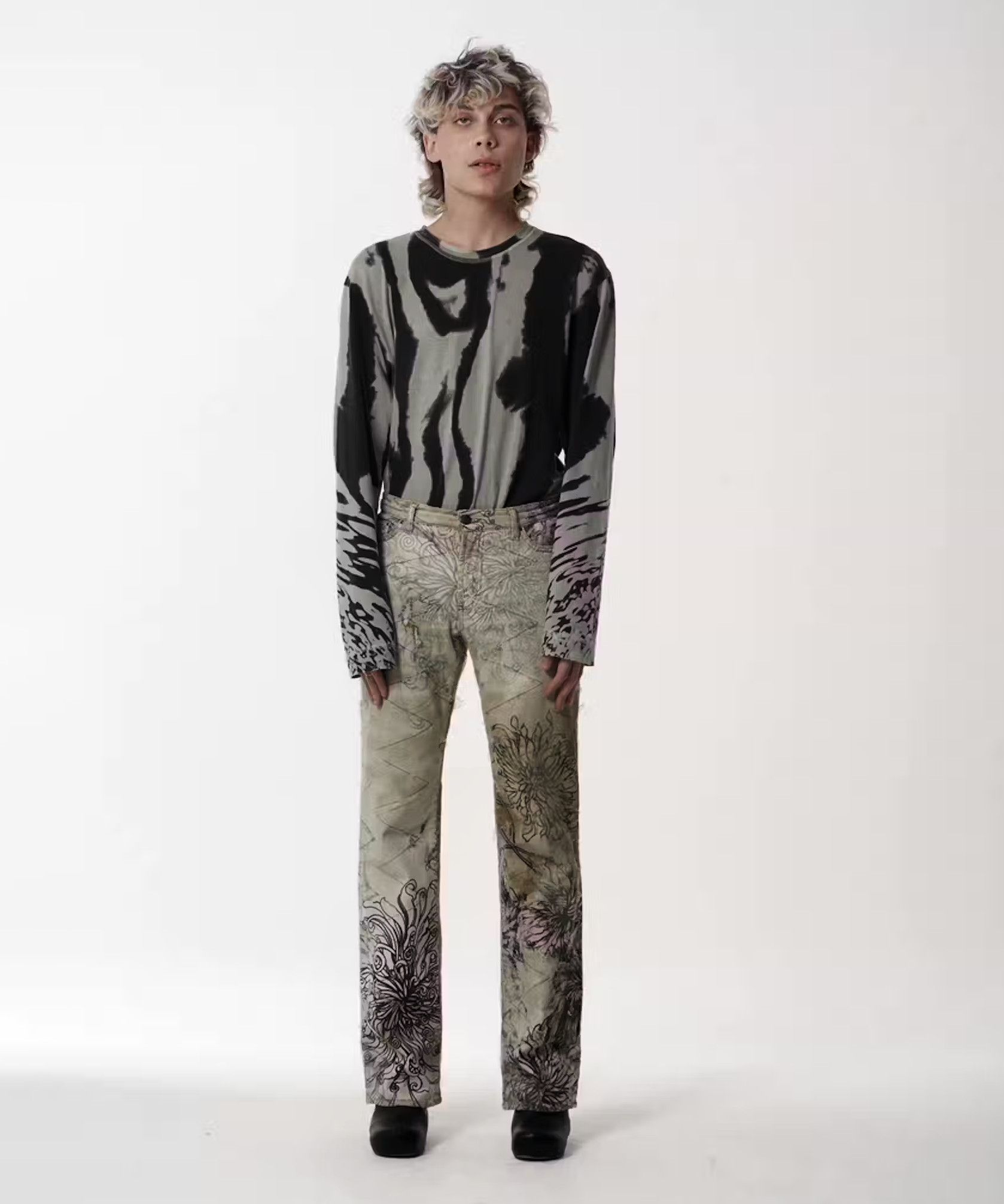 Jeans Roberto Cavalli Just Cavalli Vintage – Taille 27, Imprimé Floral Pailleté Rouge