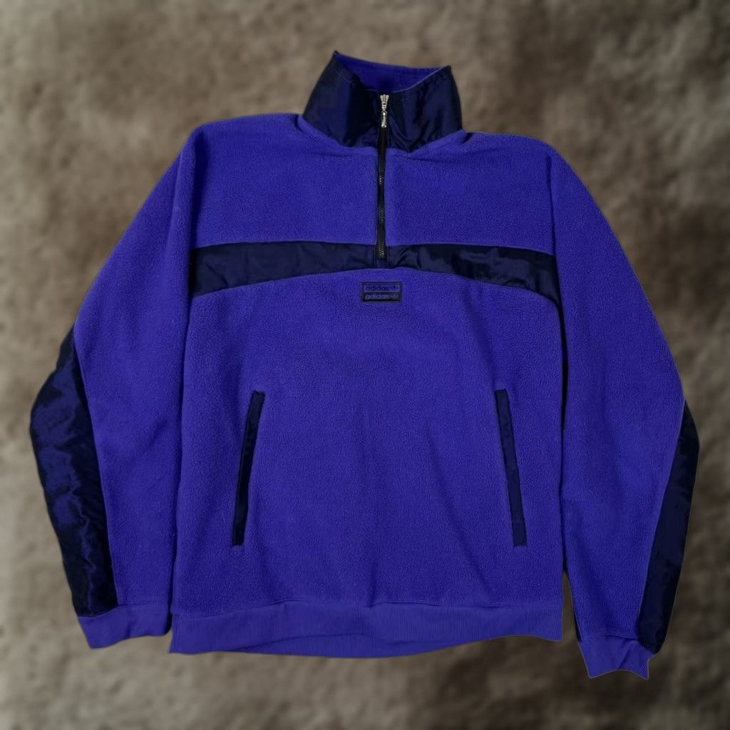 Adidas Vintage adidas Originals Fleece Pullover Mens XS Purple 1/4 Zip Sweatshirt Size US XS / EU 42 / 0 - 1 Thumbnail