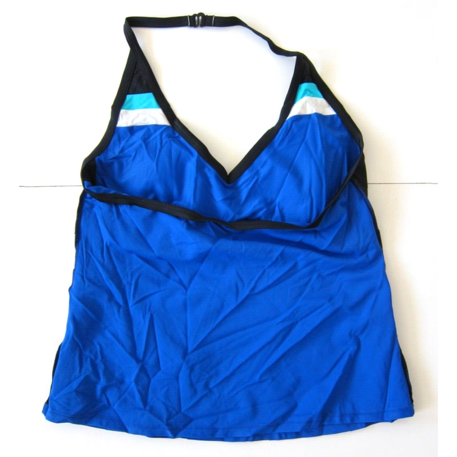 Vintage Athletech Top Halter Built In Bra Tankini Swim Blue 18 Womens Swimsuit Size XXL / US 16-18 / IT 52-54 - 4 Thumbnail