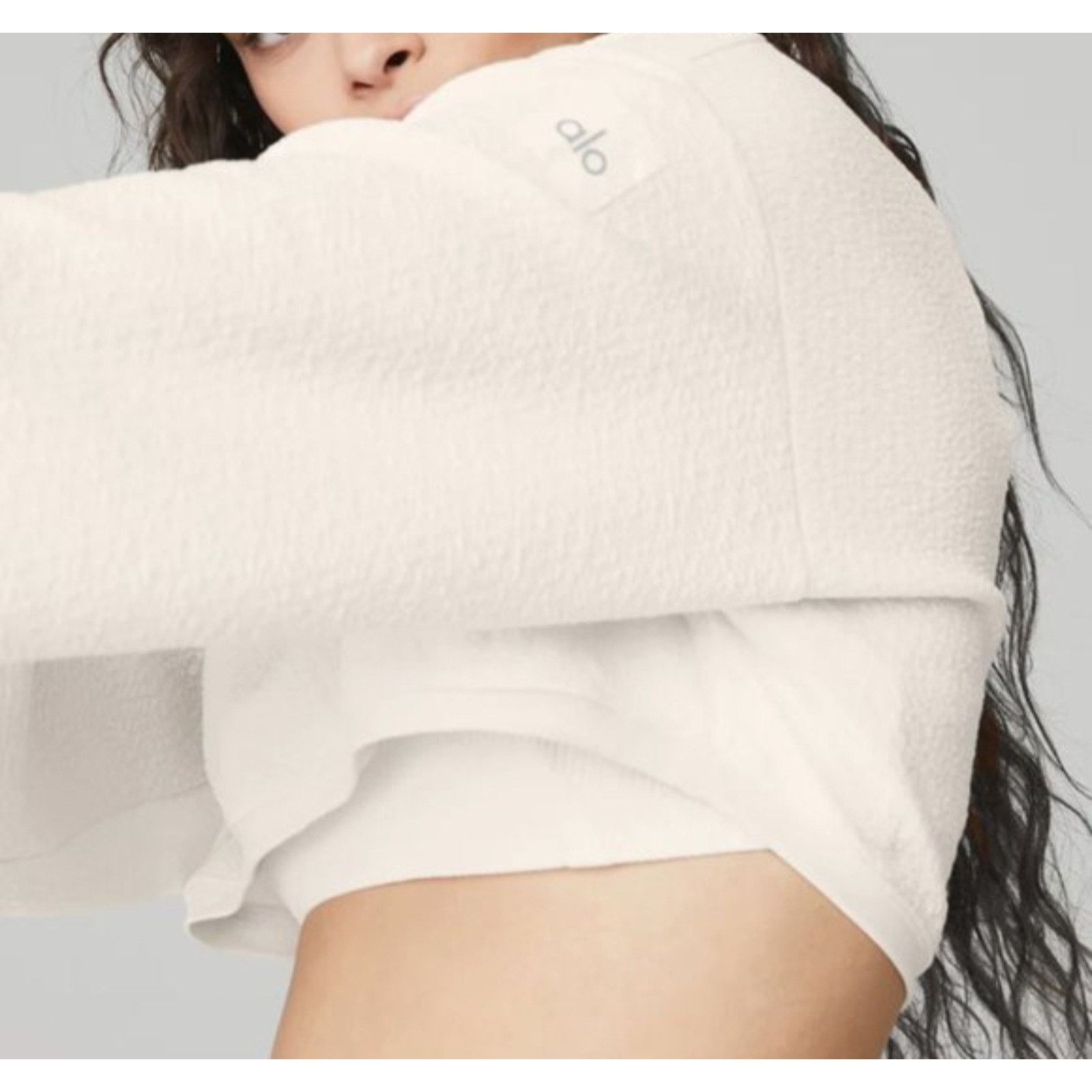 Alo ALO Yoga Tailored Ivory Cream Crop Top Hoodie Sz M Size M / US 6-8 / IT 42-44 - 3 Thumbnail