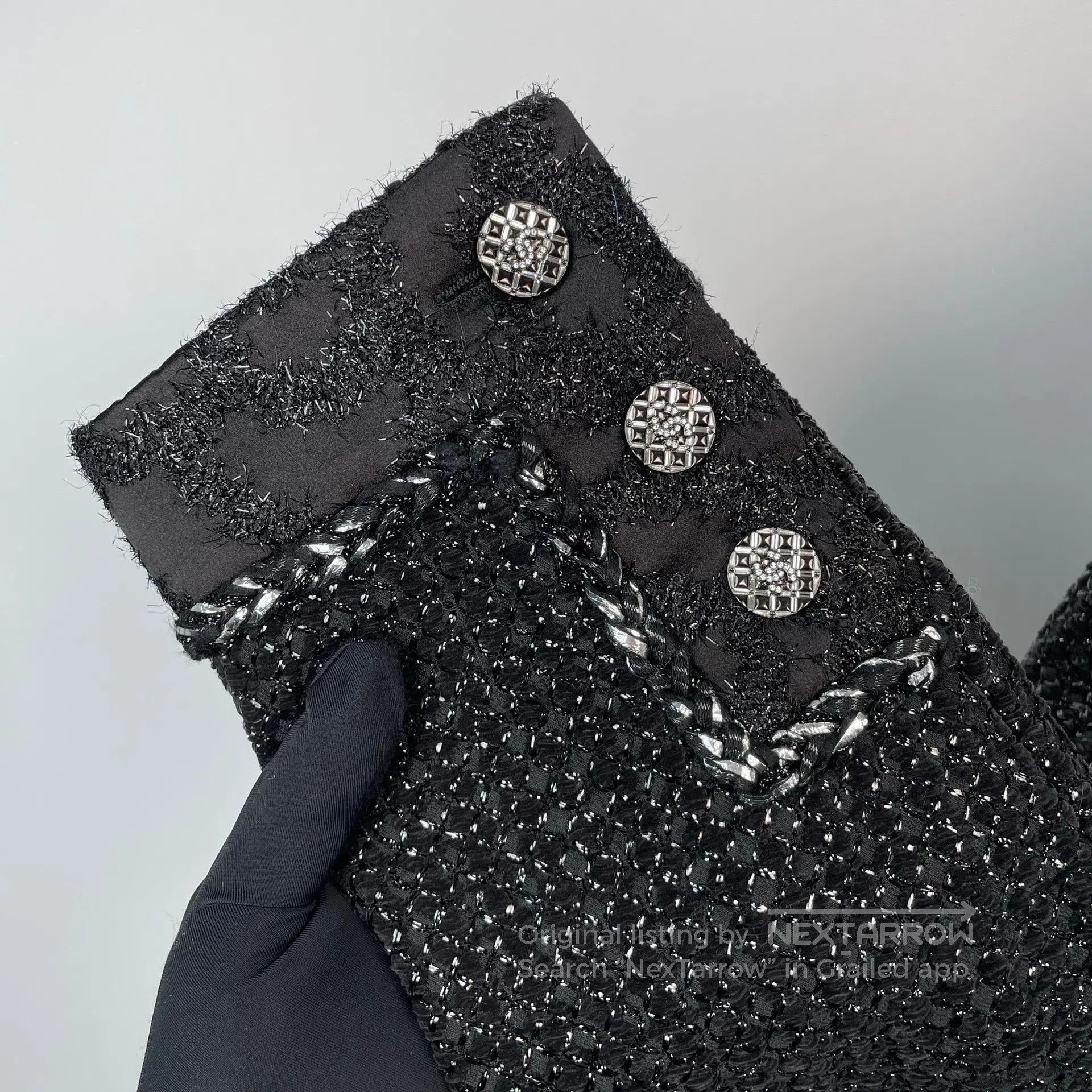 Chanel Chanel High-end handcraft black fine glitter tweed long co Size XXS / US 00 / IT 34 - 4 Thumbnail