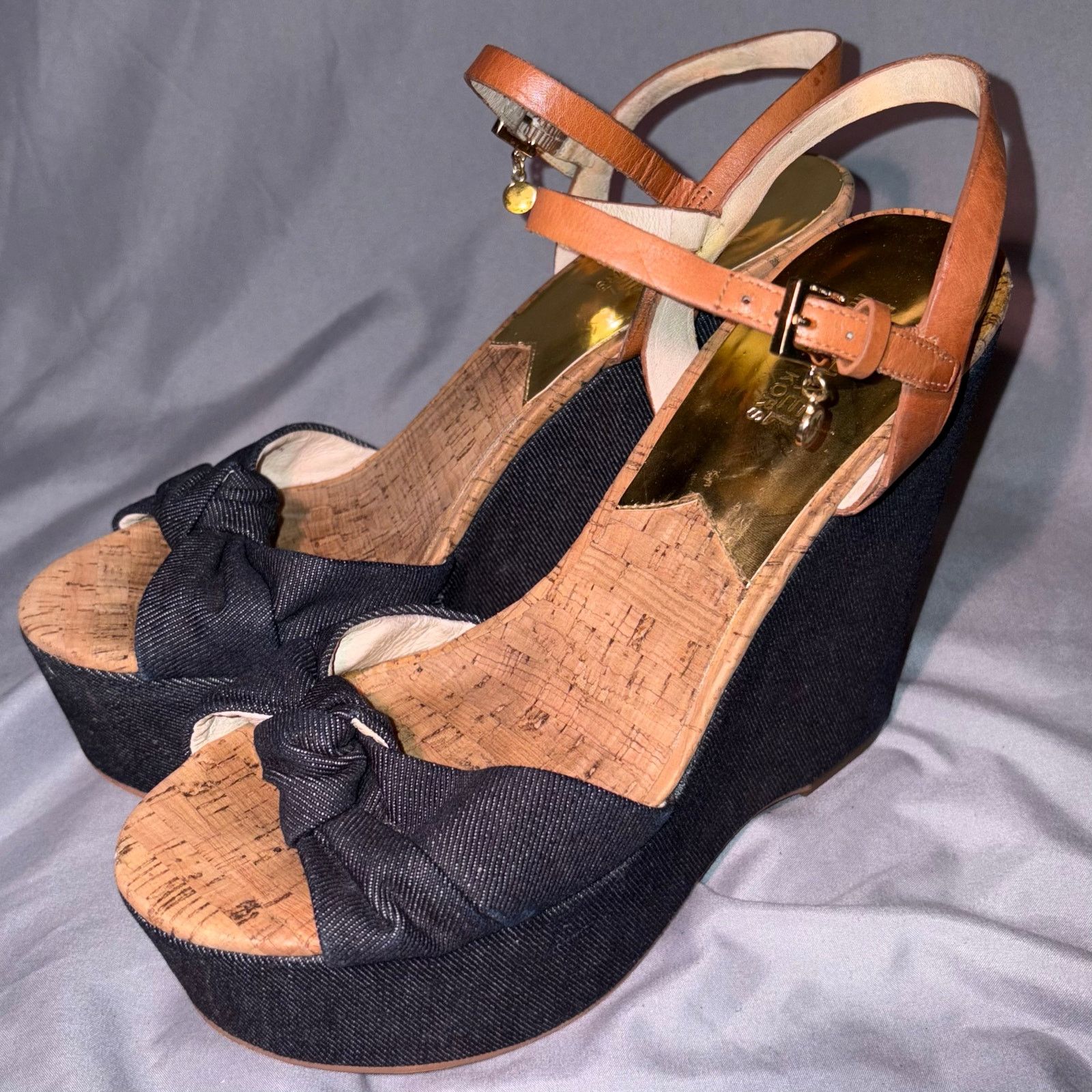 Michael Kors Michael Kors Denim Cork Wedge Sandals 8.5M Espadrille Heels Size US 8.5 / IT 38.5 - 3 Thumbnail