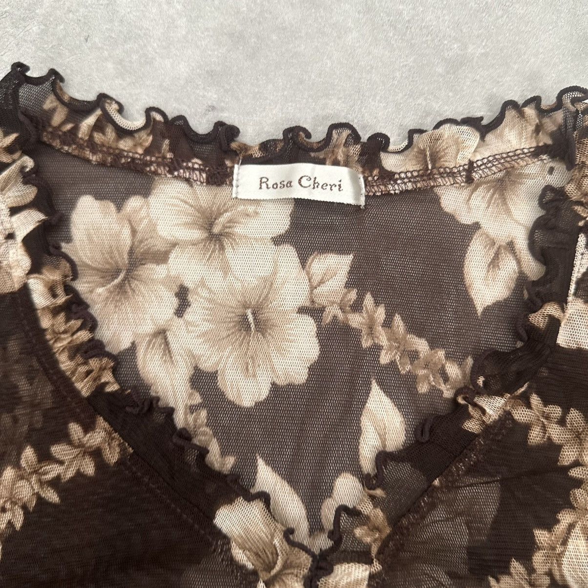Vintage Vintage brown floral mesh cardigan Size ONE SIZE - 4 Thumbnail