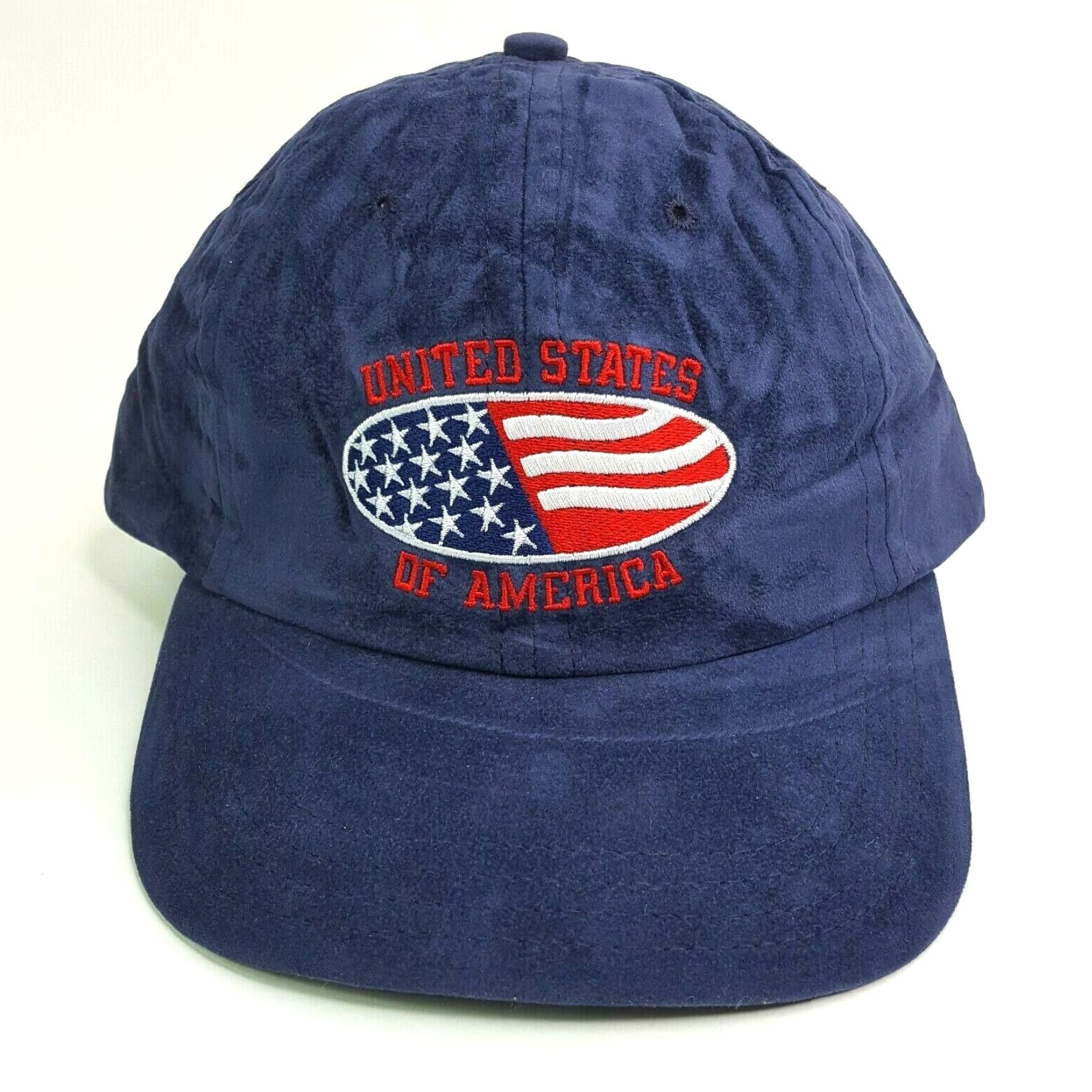 Velour VINTAGE United States Of America USA Velour Flag Snapback Hat Baseball Cap Retro Town Talk Blue Adjustable Hat Mens Size ONE SIZE - 2 Thumbnail