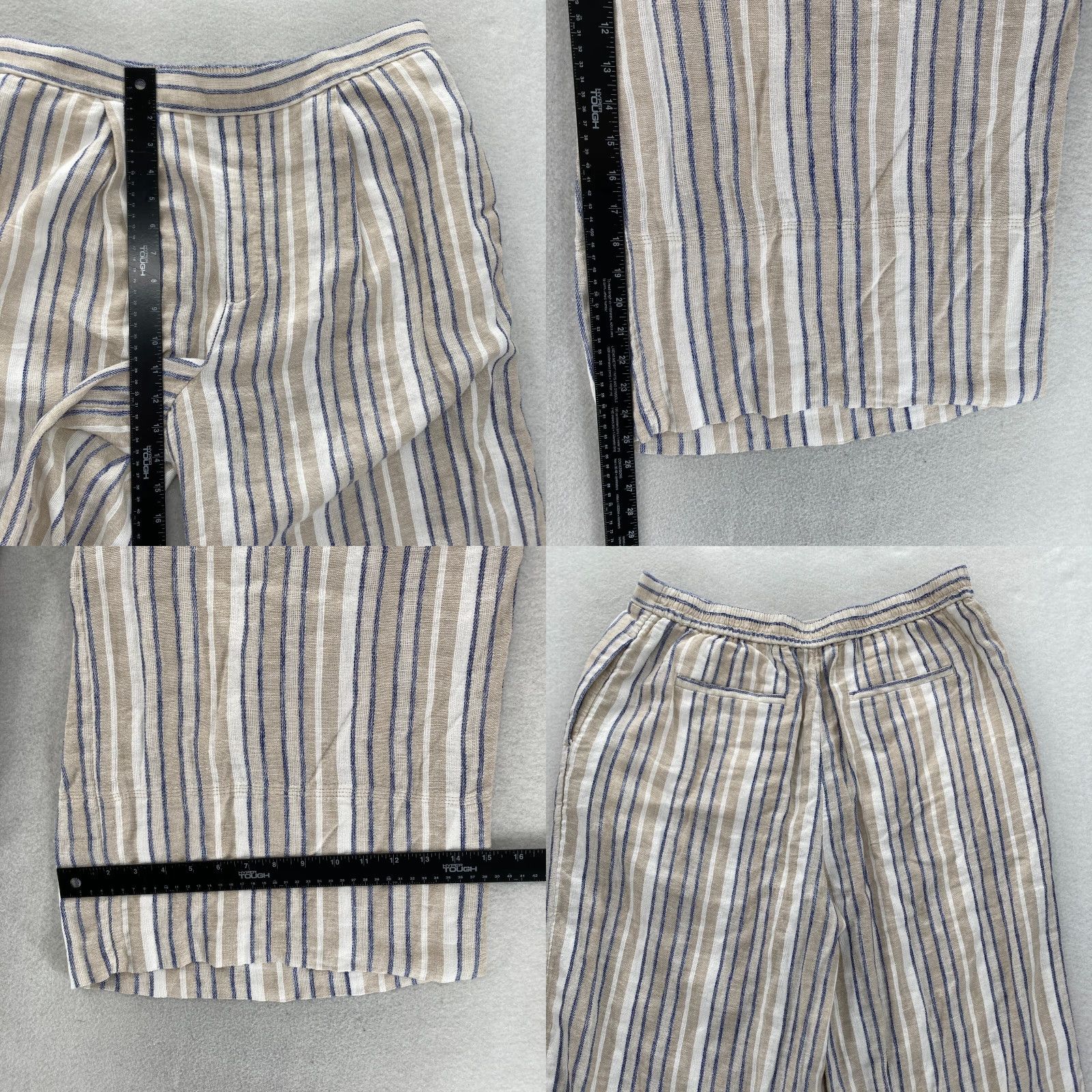 Banana Republic Banana Republic Linen Blend Wide Leg Crop Pants Women's Large Blue Striped Beach Size 24" / US 00 / IT 34 - 8 Thumbnail