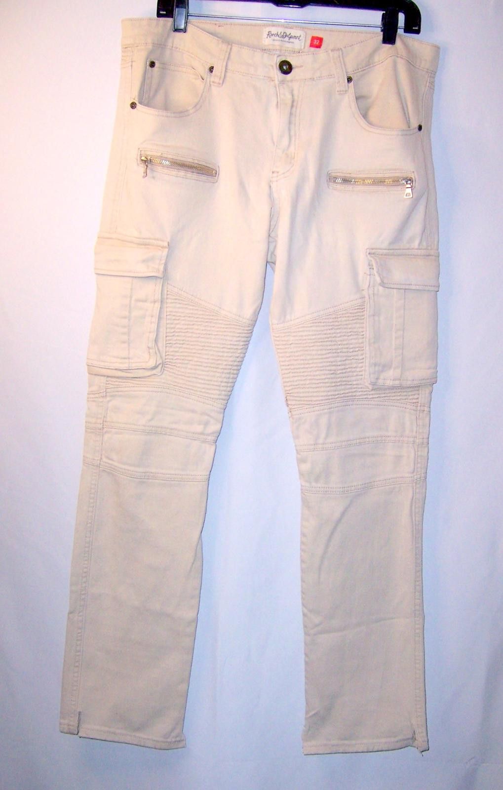 Other Rsrch & Dvlpmnt Men's Moto Biker Cargo Jeans -32"- Off White Size US 32 / EU 48 - 1 Thumbnail