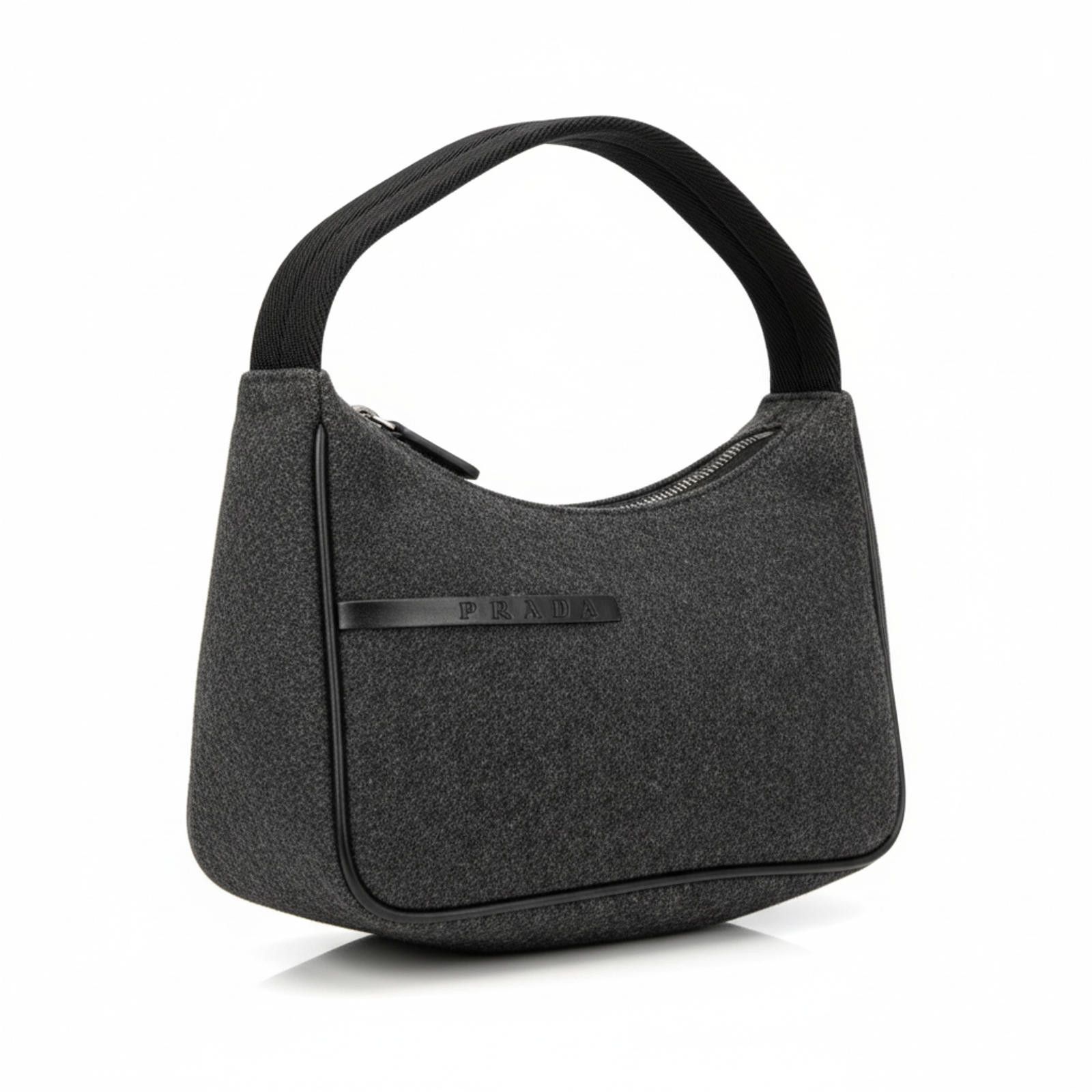 Prada Prada - Grey Wool Shoulder Bag Size ONE SIZE - 1 Thumbnail