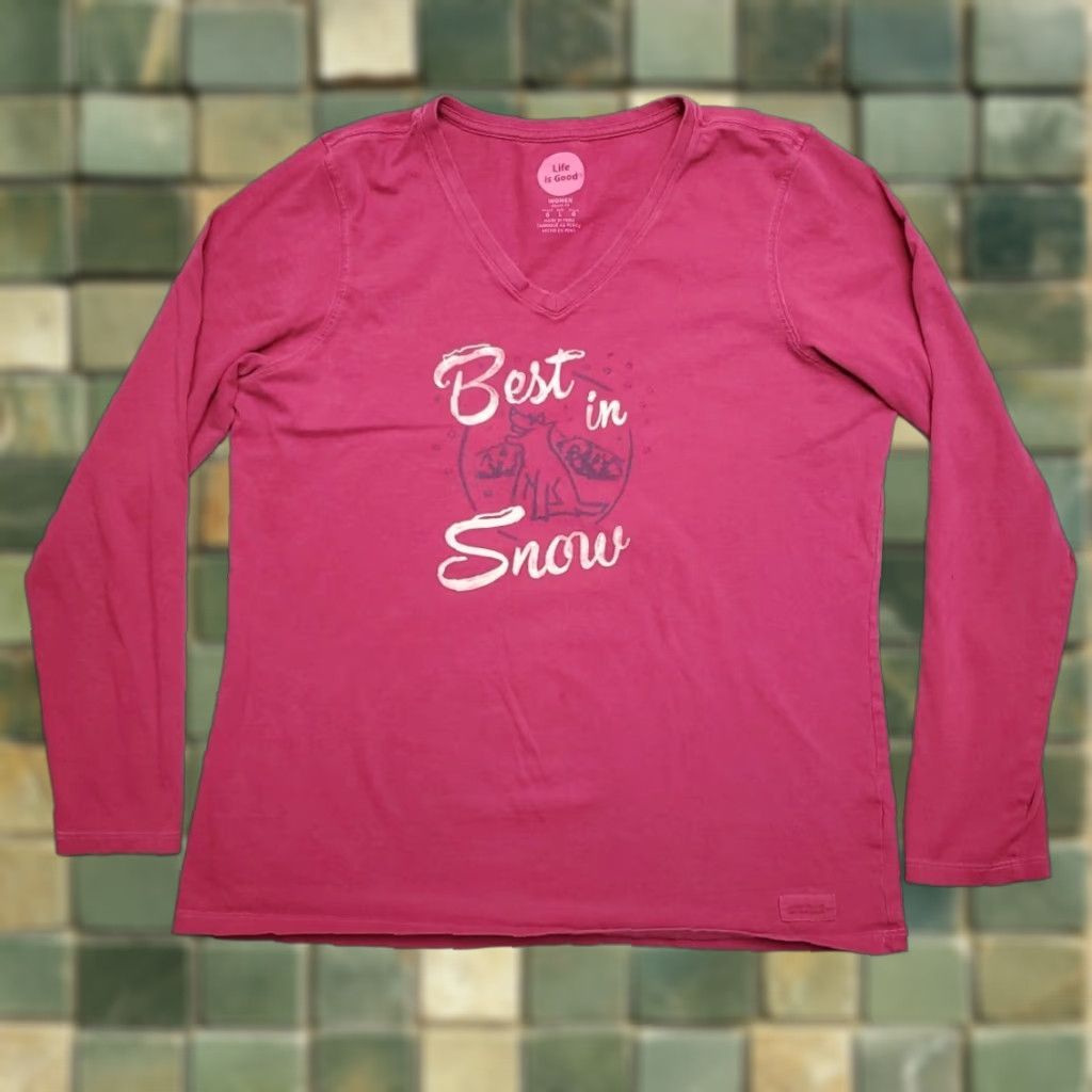 Life is Good Life is good Shirt Womens L Pink Classic Fit Nature Outdoor Best in Snow Dog TEE Size L / US 10 / IT 46 - 1 Thumbnail