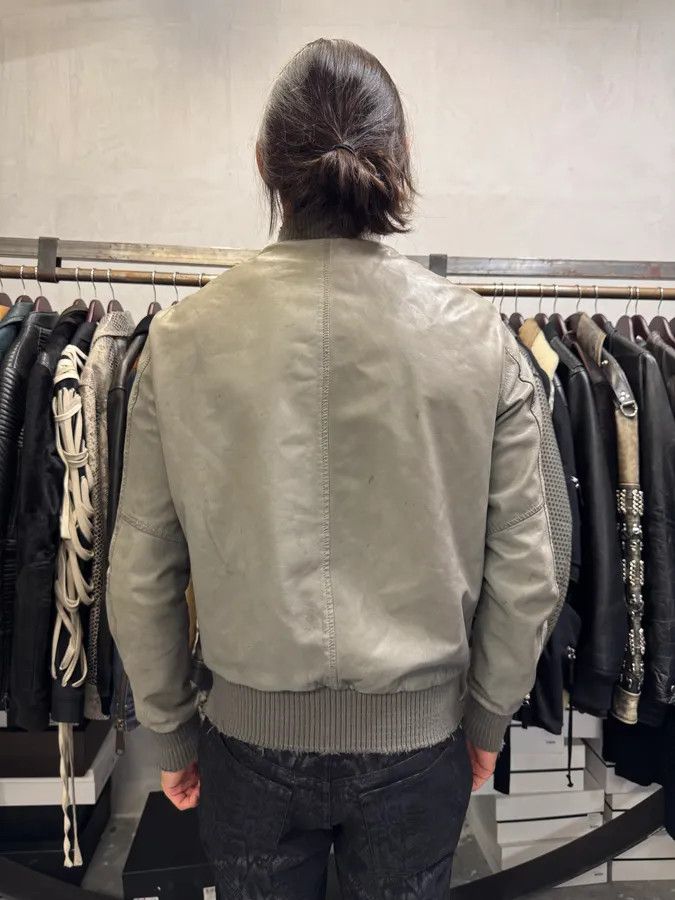 Designer × Giorgio Brato × Vintage 200s Giorgio Brato Raw Grey Leather Bomber Jacket Size US S / EU 44-46 / 1 - 3 Thumbnail