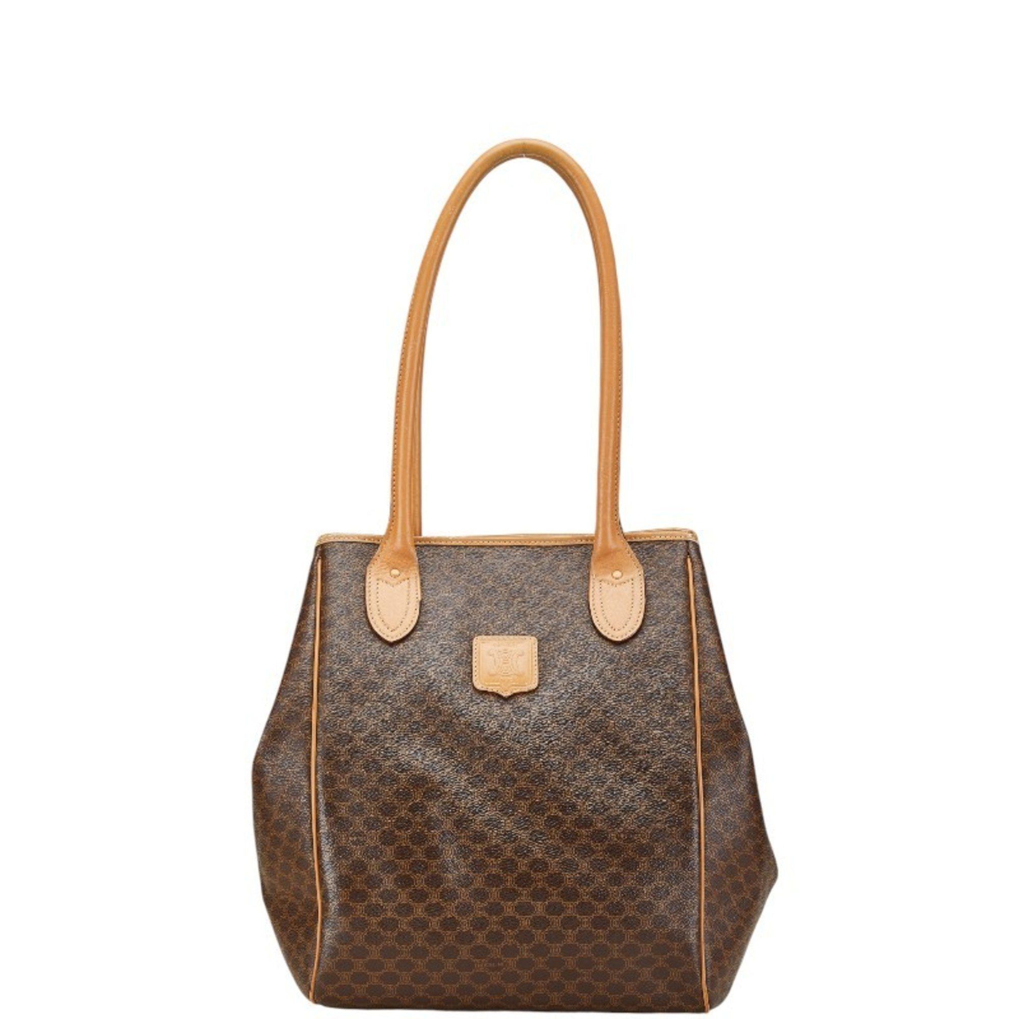 Celine Macadam Tote Bag Brown Pvc Leather Women's Celine