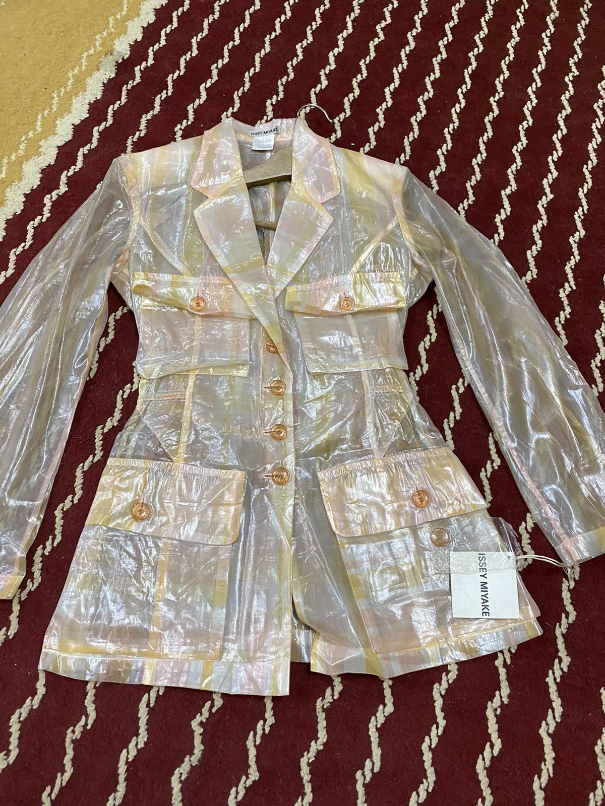 Vintage VINTAGE SS96 ISSEY MIYAKE PLASTIC TRANSPARENT PLAID SHEER Size L / US 10 / IT 46 - 11 Thumbnail