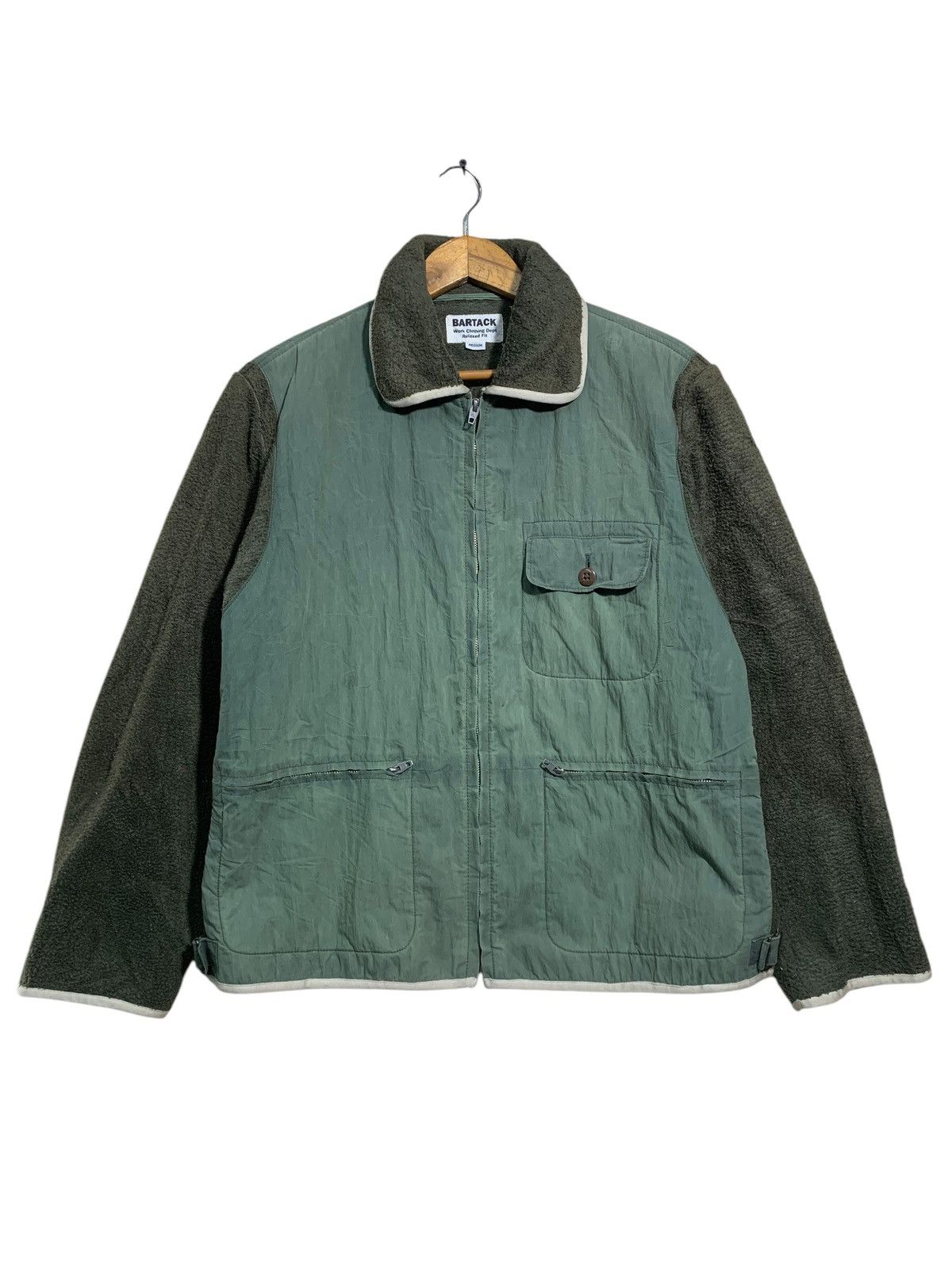 Japanese Brand × Pure Blue Japan 🔥BARTACKS SPLIT FLEECE/NYLON WORKERS JACKET Size US M / EU 48-50 / 2 - 1 Thumbnail