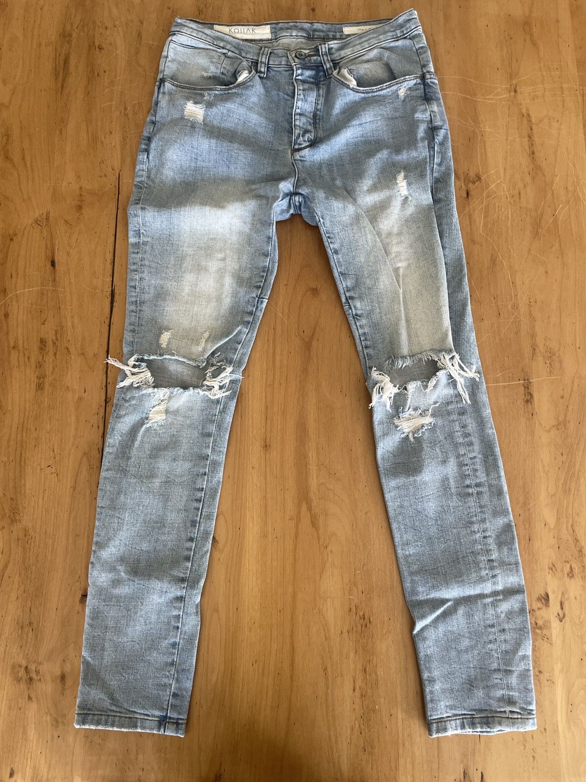 Kollar Clothing Light Blue skinny denim with distressing Size US 32 / EU 48 - 1 Thumbnail