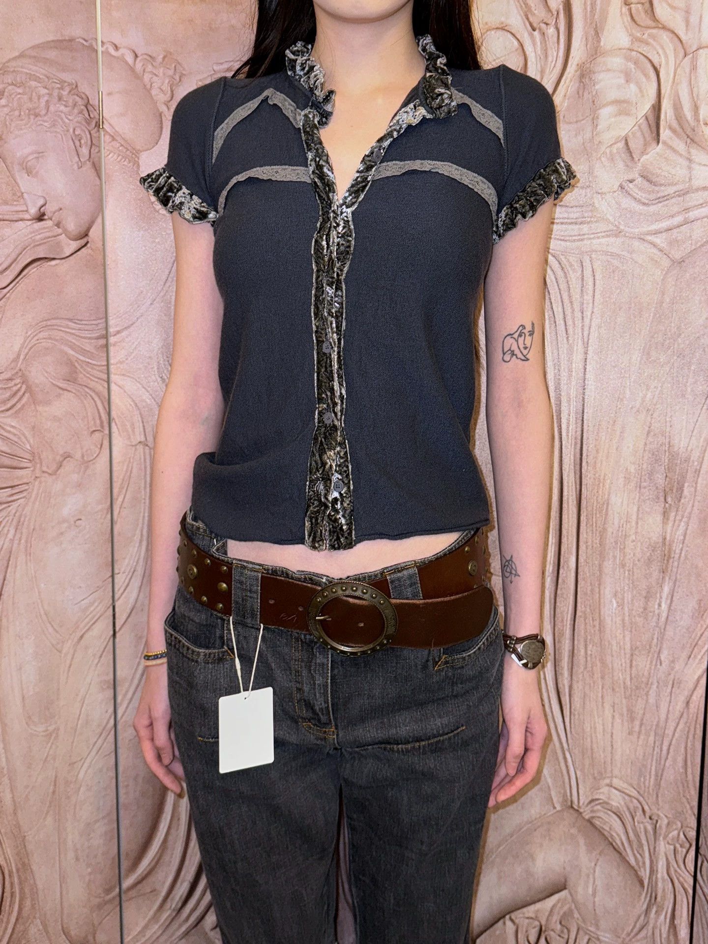 Armani Armani Vintage Blocked Velvet Collar/Cuff Short Shirt S Size S / US 4 / IT 40 - 5 Thumbnail