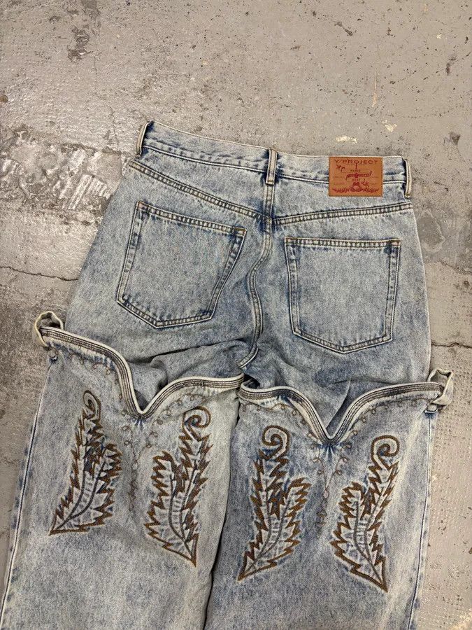 Y/Project Y/Project Light Blue Denim Embroidered Cowboy Jeans Size US 32 / EU 48 - 7 Thumbnail