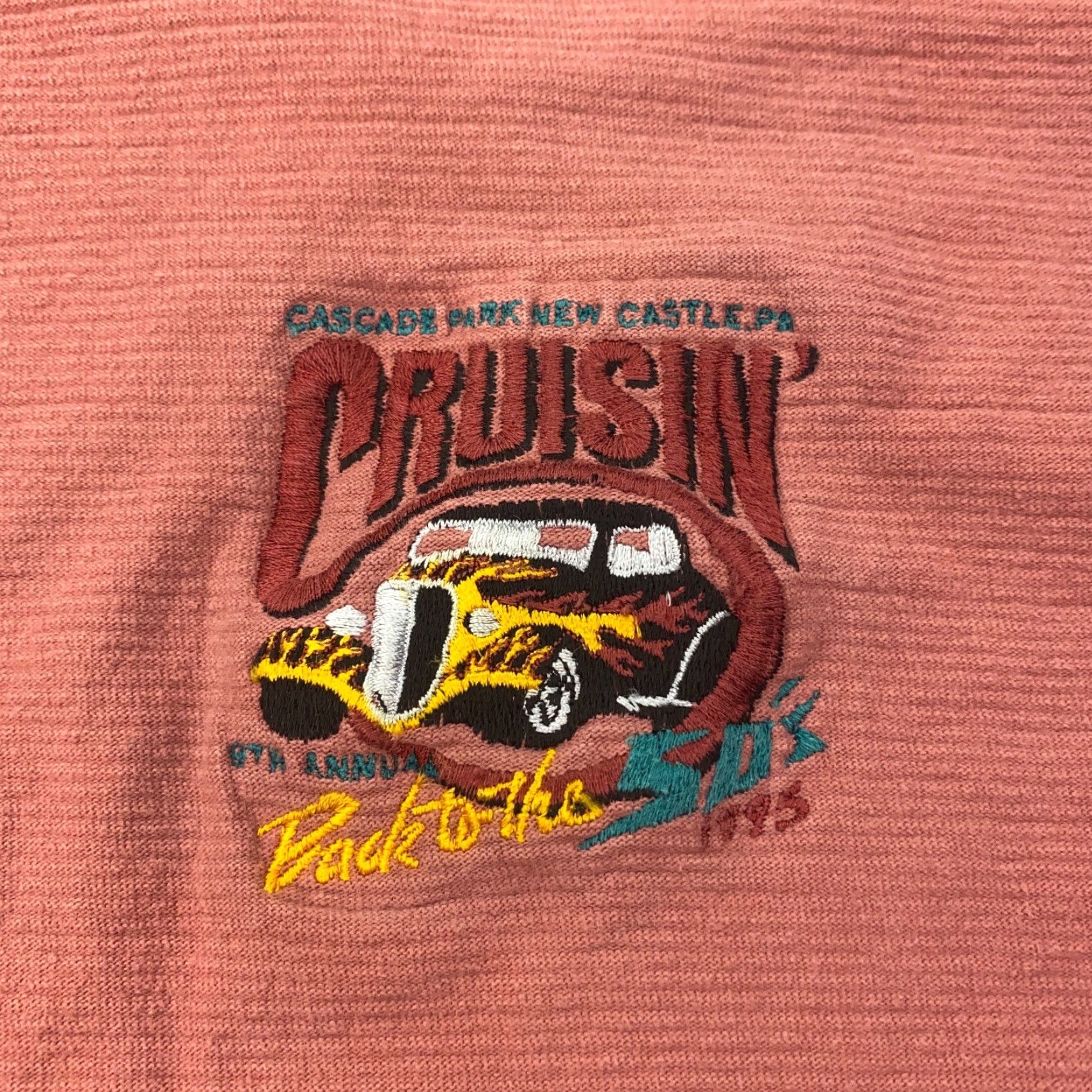 Vintage VINTAGE Oneita Classic Car Shirt Mens Large Red Embroidered 50s USA Jersey Size US L / EU 52-54 / 3 - 2 Thumbnail