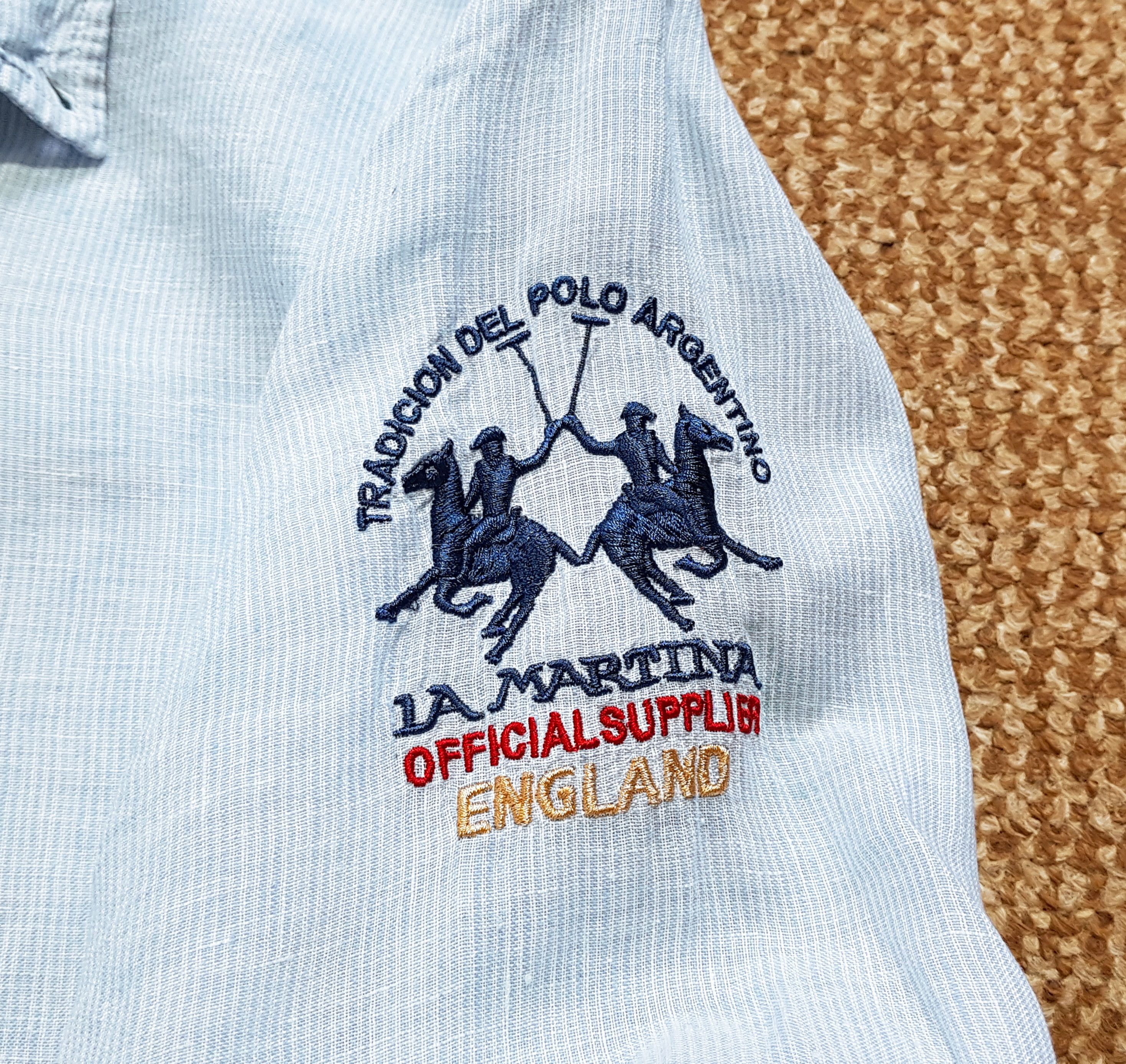 La Martina La Martina Linen Stripe England UK Polo Shirt Slim sz M Size US M / EU 48-50 / 2 - 6 Thumbnail