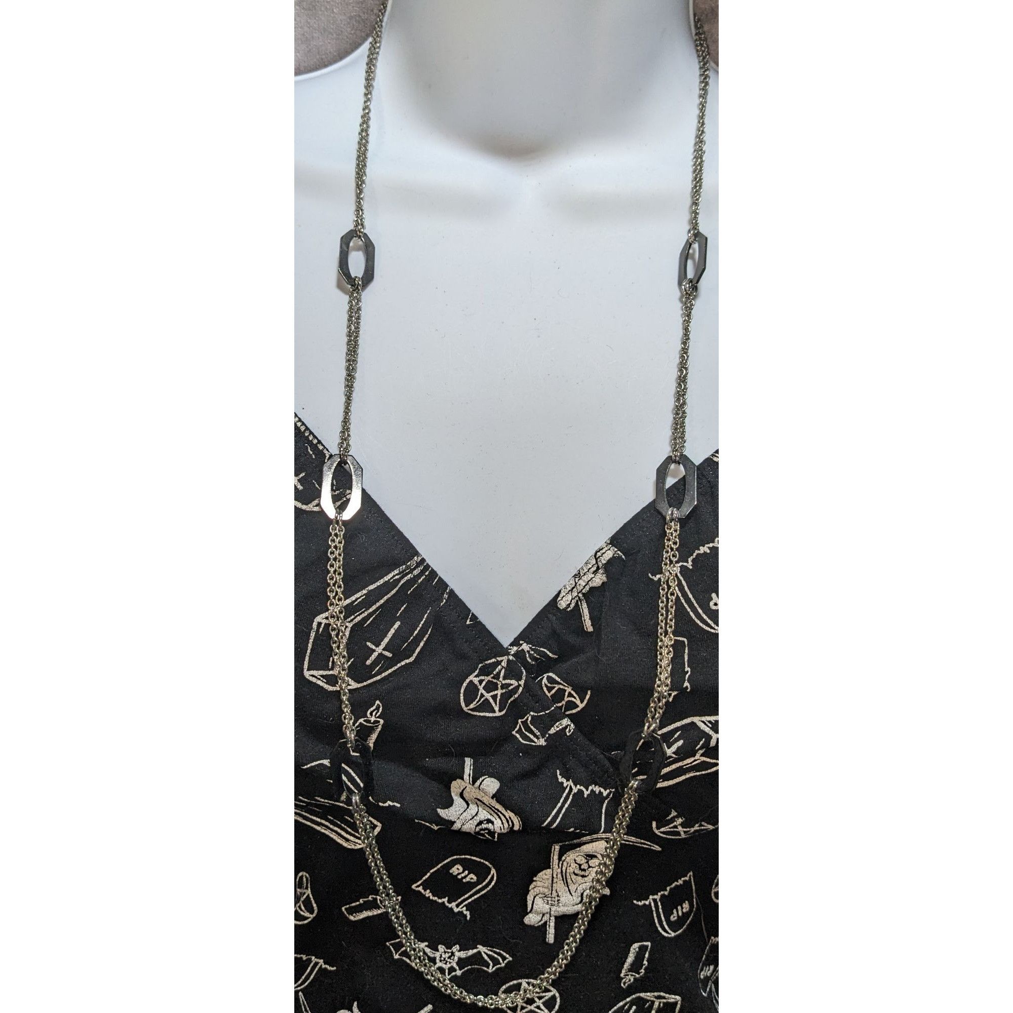 Other NY Collection Silver-Tone Long Necklace With Geometric Links Size ONE SIZE - 1 Thumbnail