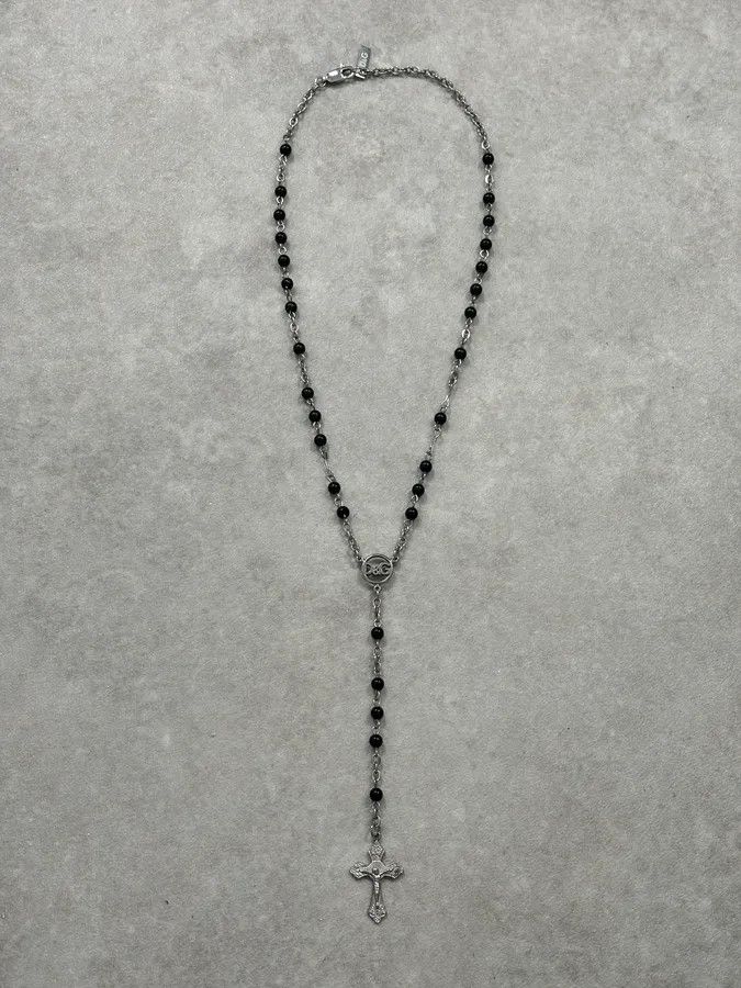 Dolce & Gabbana 2000s Dolce & Gabbana Black Rosary Cross Necklace Size ONE SIZE - 2 Thumbnail