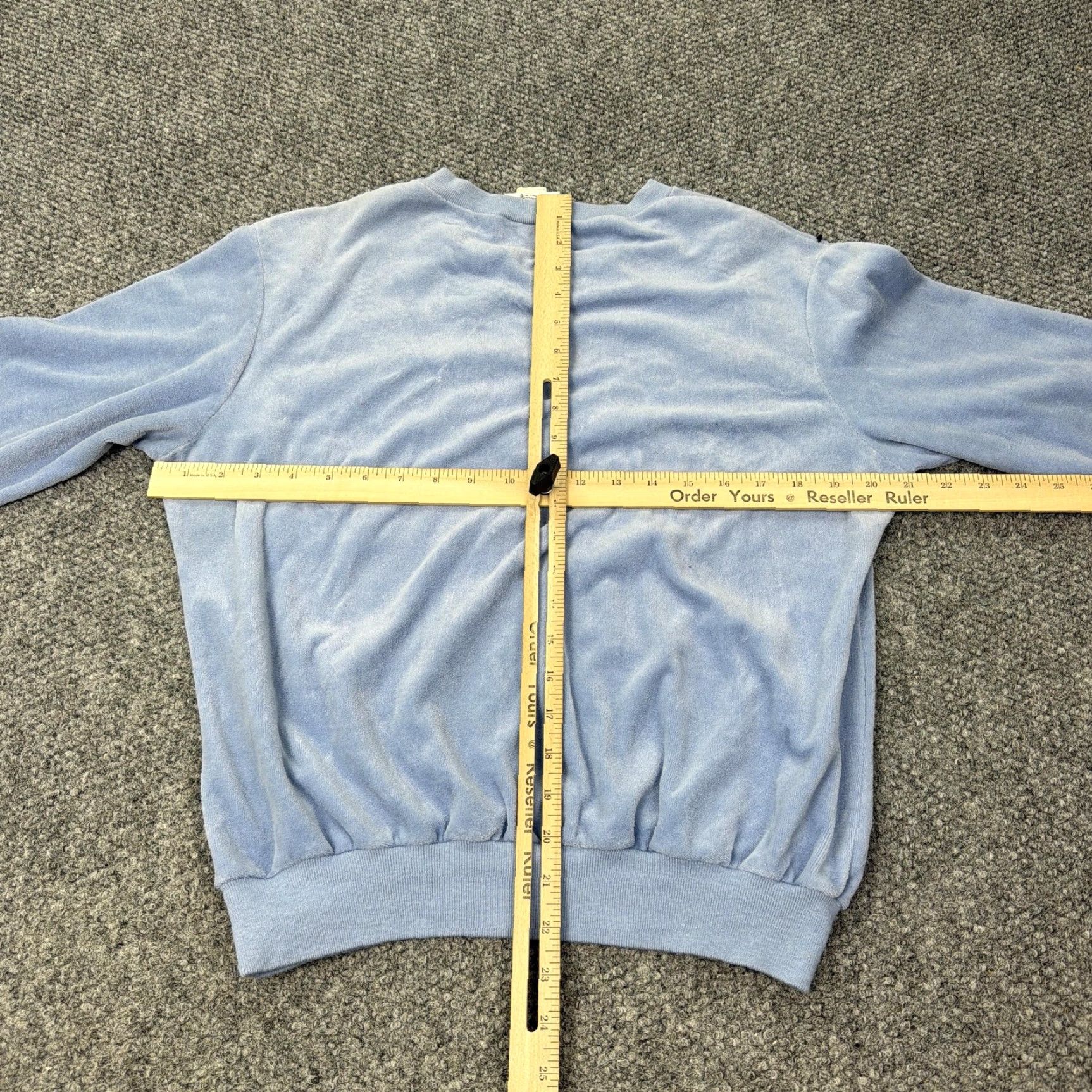 Vintage VINTAGE Nicholas by Niki-Lu Shirt Womens Large Blue Velour Chevron V Neck 80s Size L / US 10 / IT 46 - 6 Thumbnail