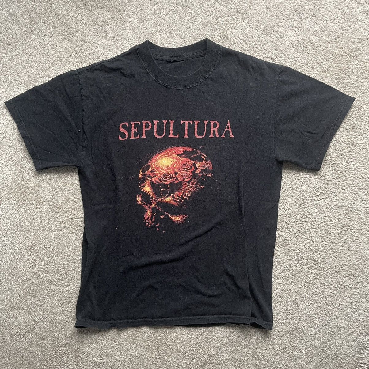image of Band Tees x Vintage 2001 Crazy Sepultra Band T-Shirt Black Skull Size M, Men's