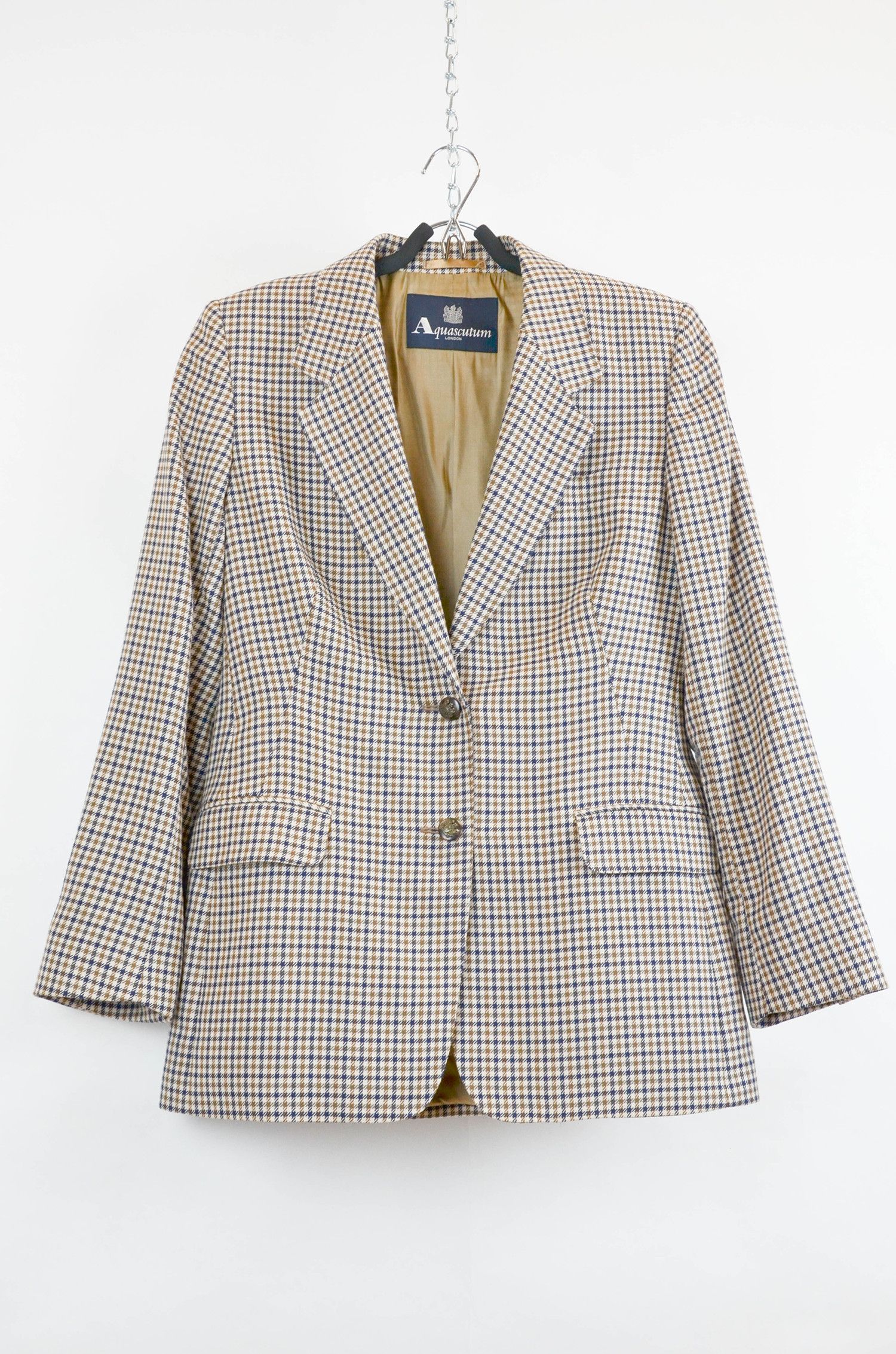 Aquascutum AQUASCUTUM Plaid Beige Wool Two-Button Suit - US8 Size M / US 6-8 / IT 42-44 - 3 Thumbnail