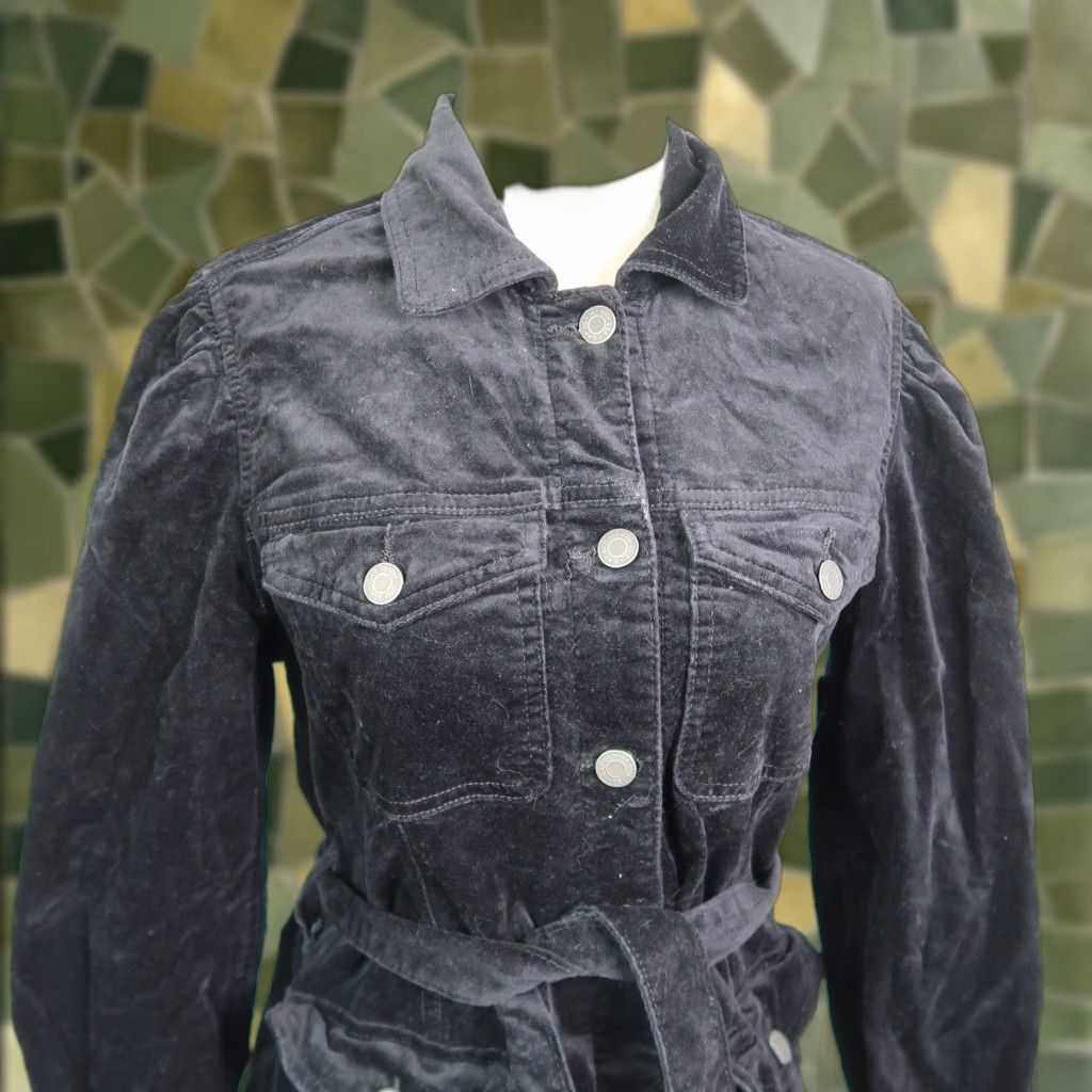 Gap **Black Velvet Belted Button Front Gap Jacket S** User: Black Velvet Belted Button Front Gap Jacket S Size S / US 4 / IT 40 - 1 Thumbnail