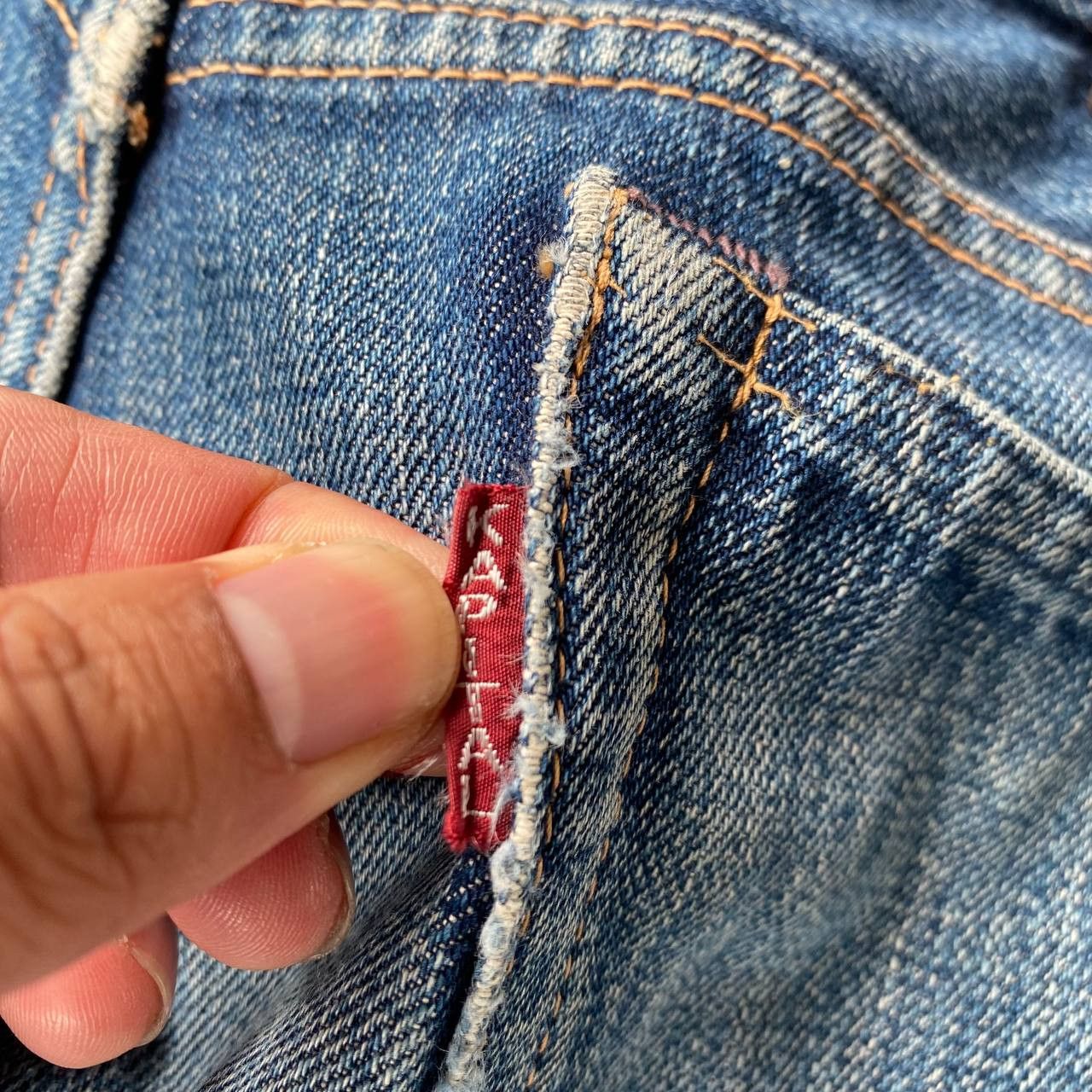 Kapital VINTAGE KAPITAL BY KIRO HIRATA FADED BLUE LOWRISE SLIMFIT Size US 27 - 10 Thumbnail