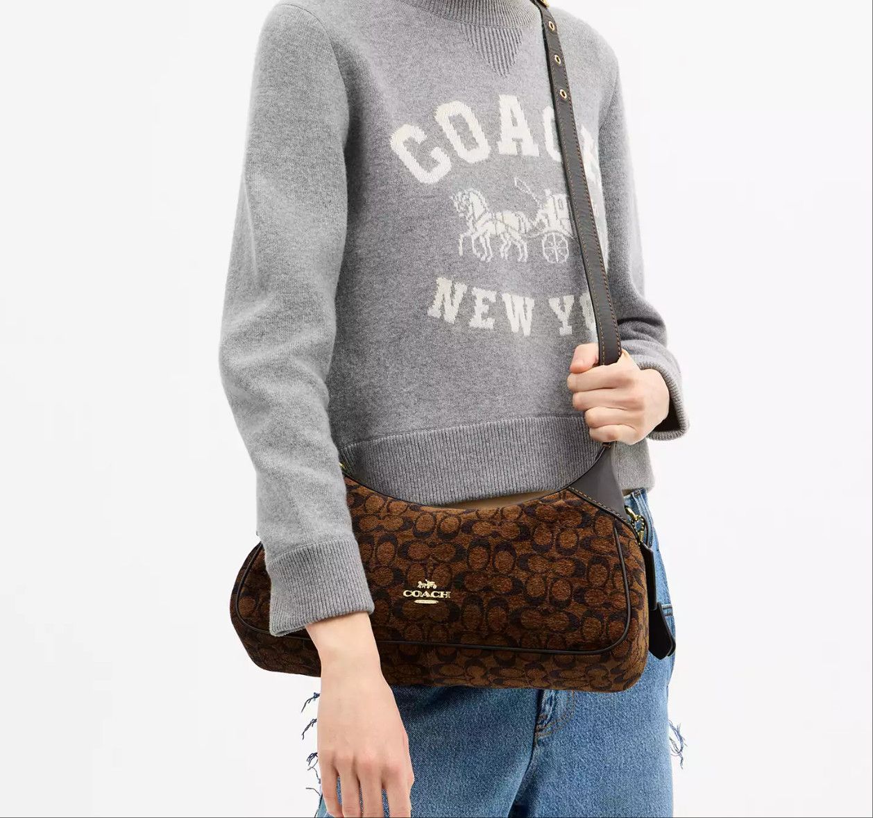 Coach Ella Small Shoulder Bag In Signature Chenille CDV37 Size ONE SIZE - 9 Thumbnail