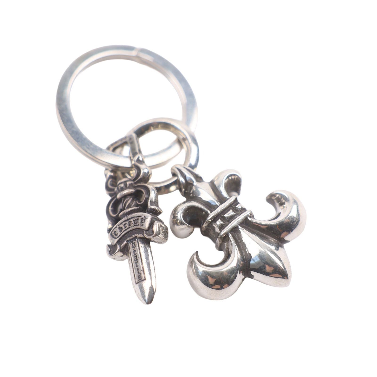 Chrome Hearts Fleur De Lis and Dagger Keychain Keyring