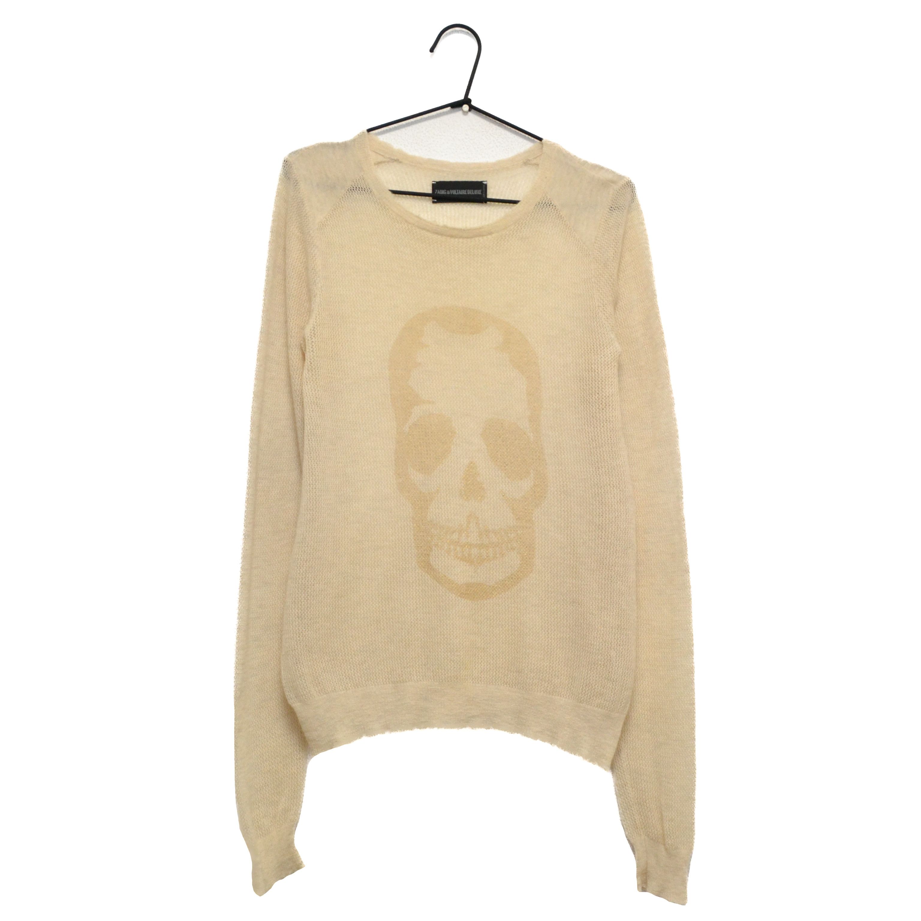Zadig & Voltaire Zadig & Voltaire Skull Printed Wool Beige Women’s Sweater Size M / US 6-8 / IT 42-44 - 1 Thumbnail