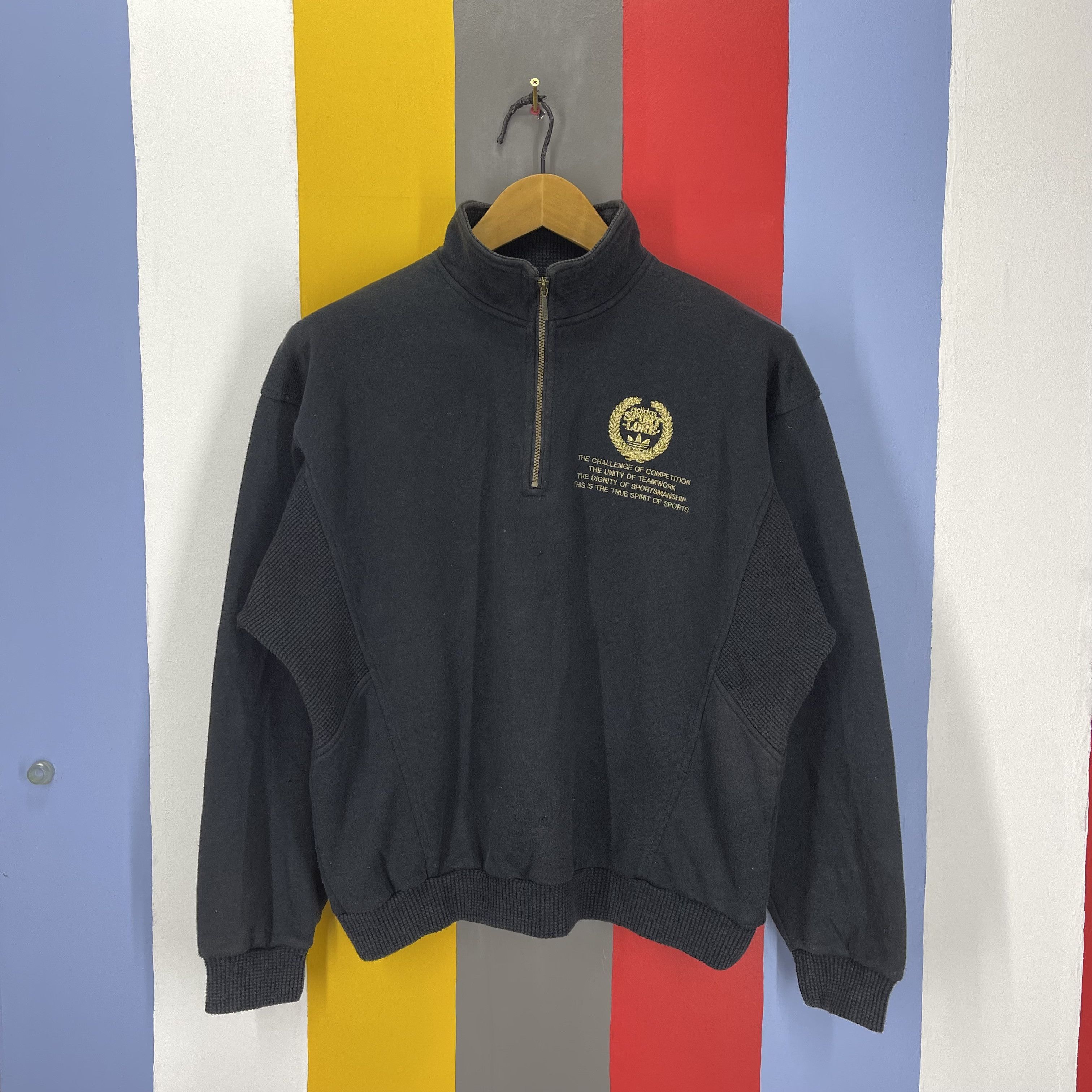 Vintage Adidas Sport Lore Sweatshirt 2024 Embroidery Logo The Challenge Of Competition The Unity Teamwork The Dignity Of Sportsmanship Free Size