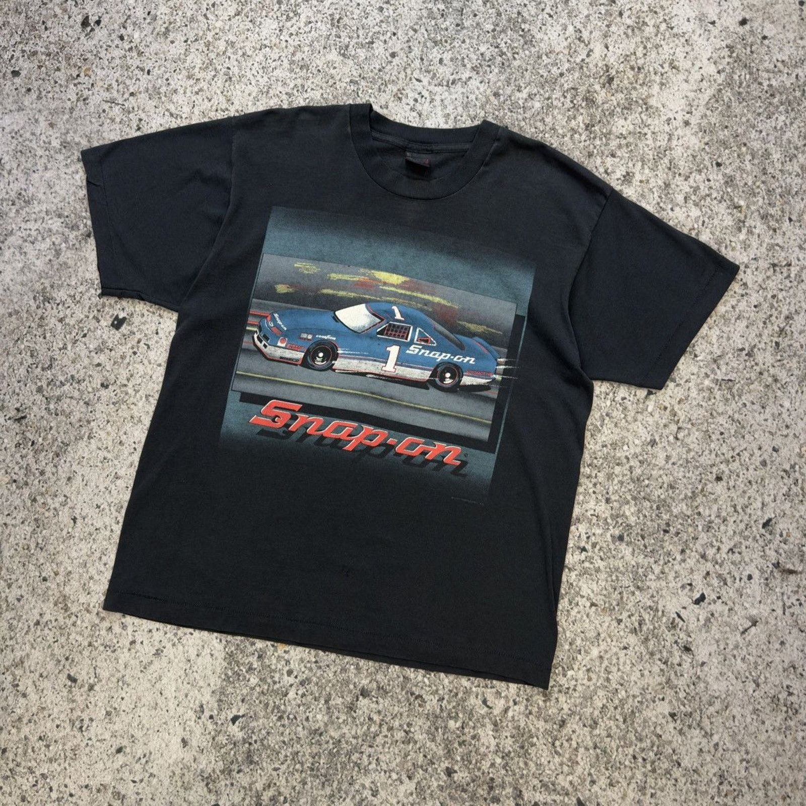 Vintage 90s Faded Distressed Thrashed Racing Tee ERD Grunge Size US XL / EU 56 / 4 - 7 Thumbnail