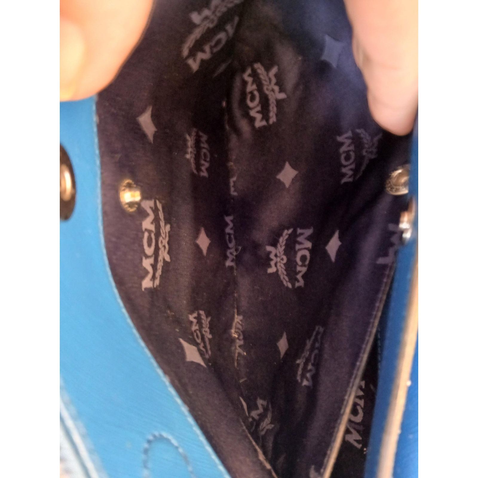 MCM MCM Saffiano Leather Handbag Two-Tone Blue Size ONE SIZE - 12 Thumbnail