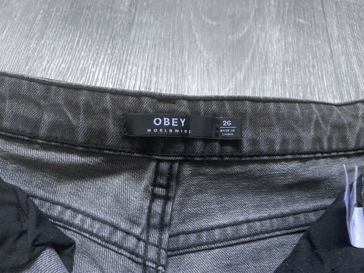 Obey Women’s Obey Worldwide Torn Distress Gray Cotton Jeans Denim Size 26" / US 2 / IT 38 - 10 Thumbnail