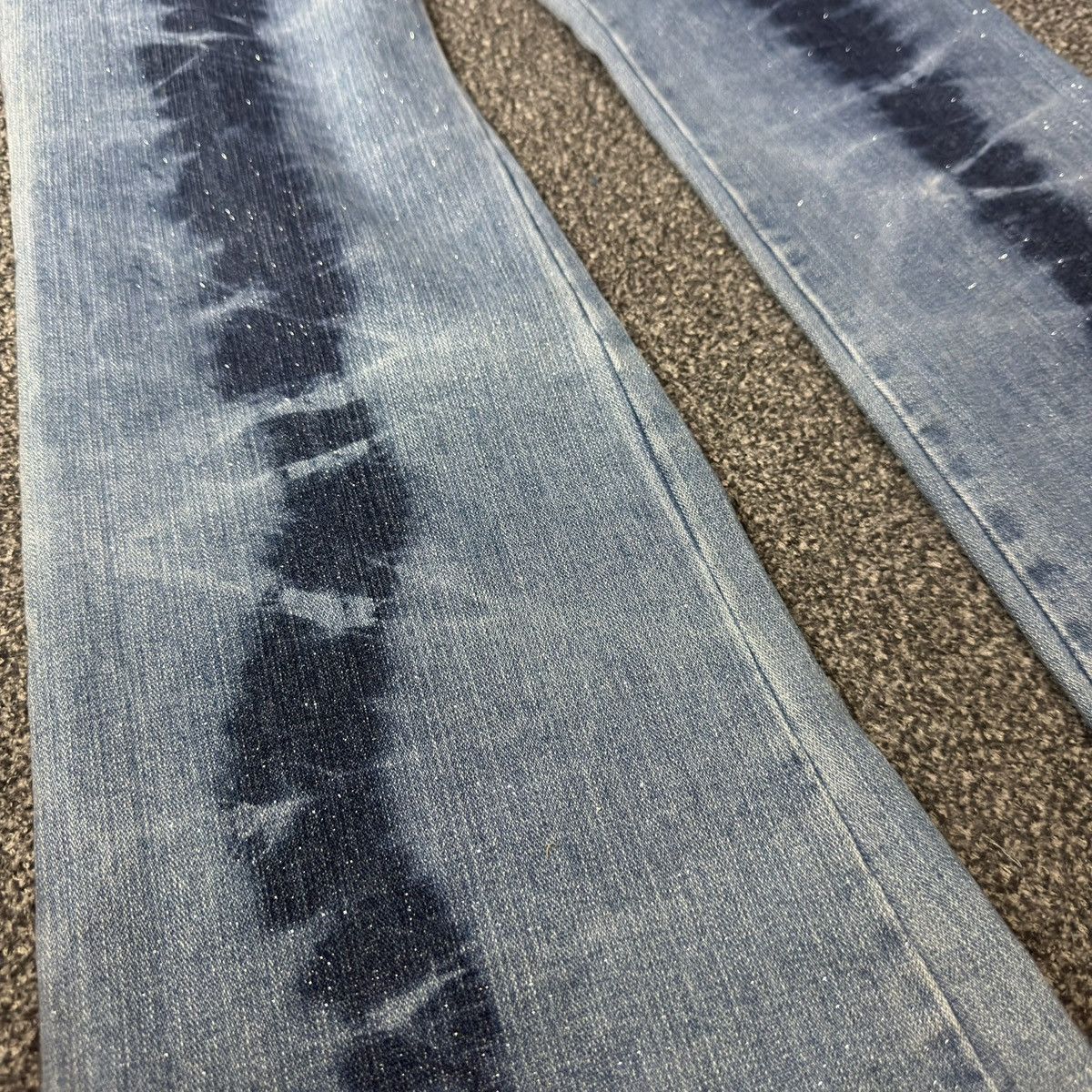 Hysteric Glamour Vintage 90s NWT Flared Glitter Stripe Wash Jeans Y2k Retro Size 32" / US 10 / IT 46 - 6 Thumbnail
