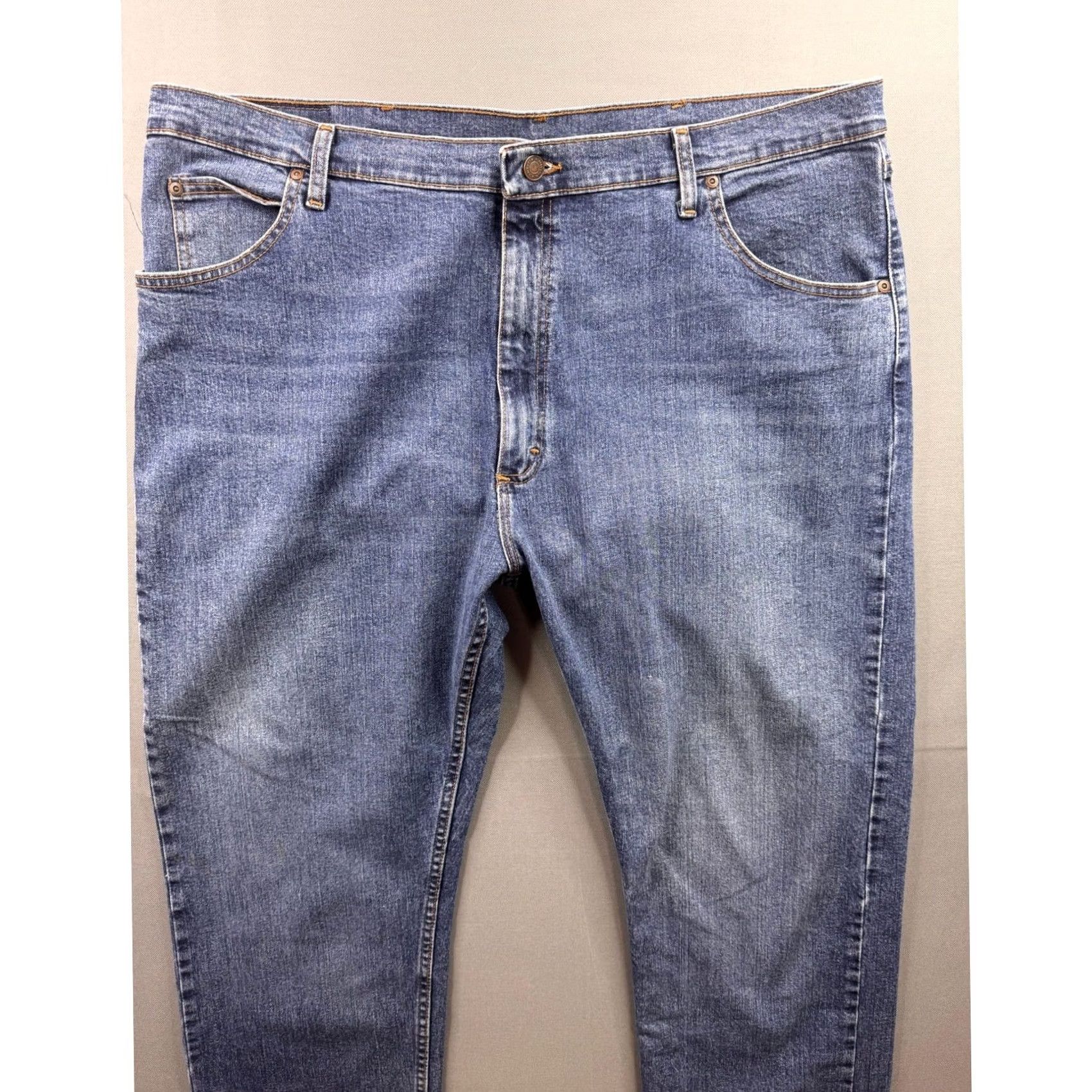 Wrangler Wrangler Jeans Straight Blue 42x30 Big & Tall Mens Stretch Denim 5-Pocket Regular Comfort Modern Classic Size US 42 / EU 58 - 6 Thumbnail