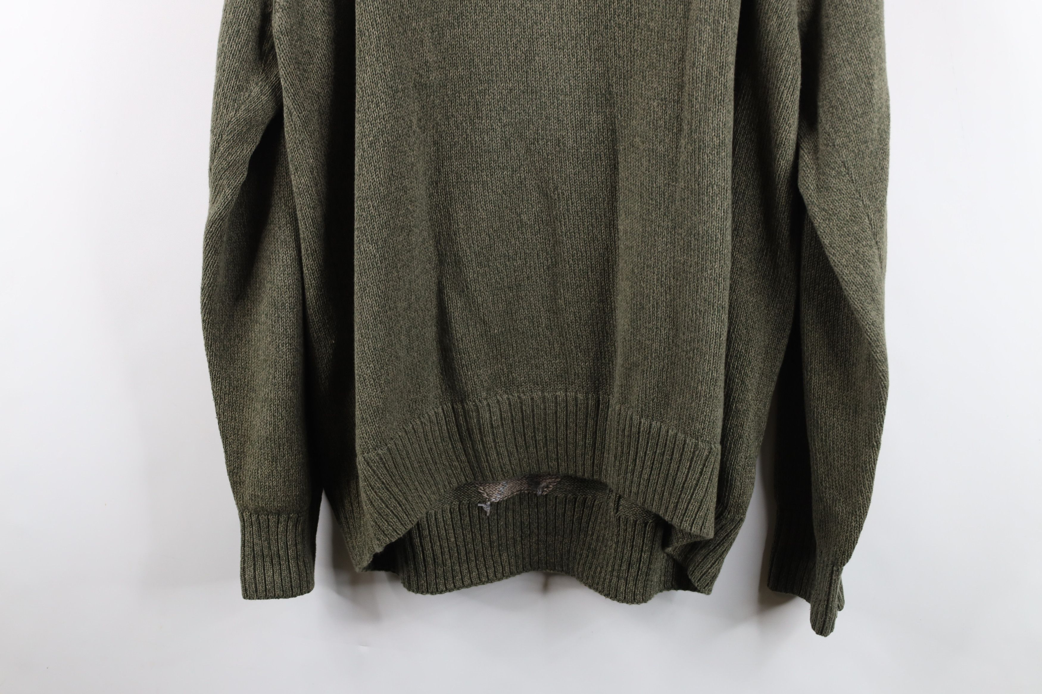 Vintage Vintage 90s Streetwear Cotton Cable Knit Sweater Green Size US XL / EU 56 / 4 - 11 Thumbnail