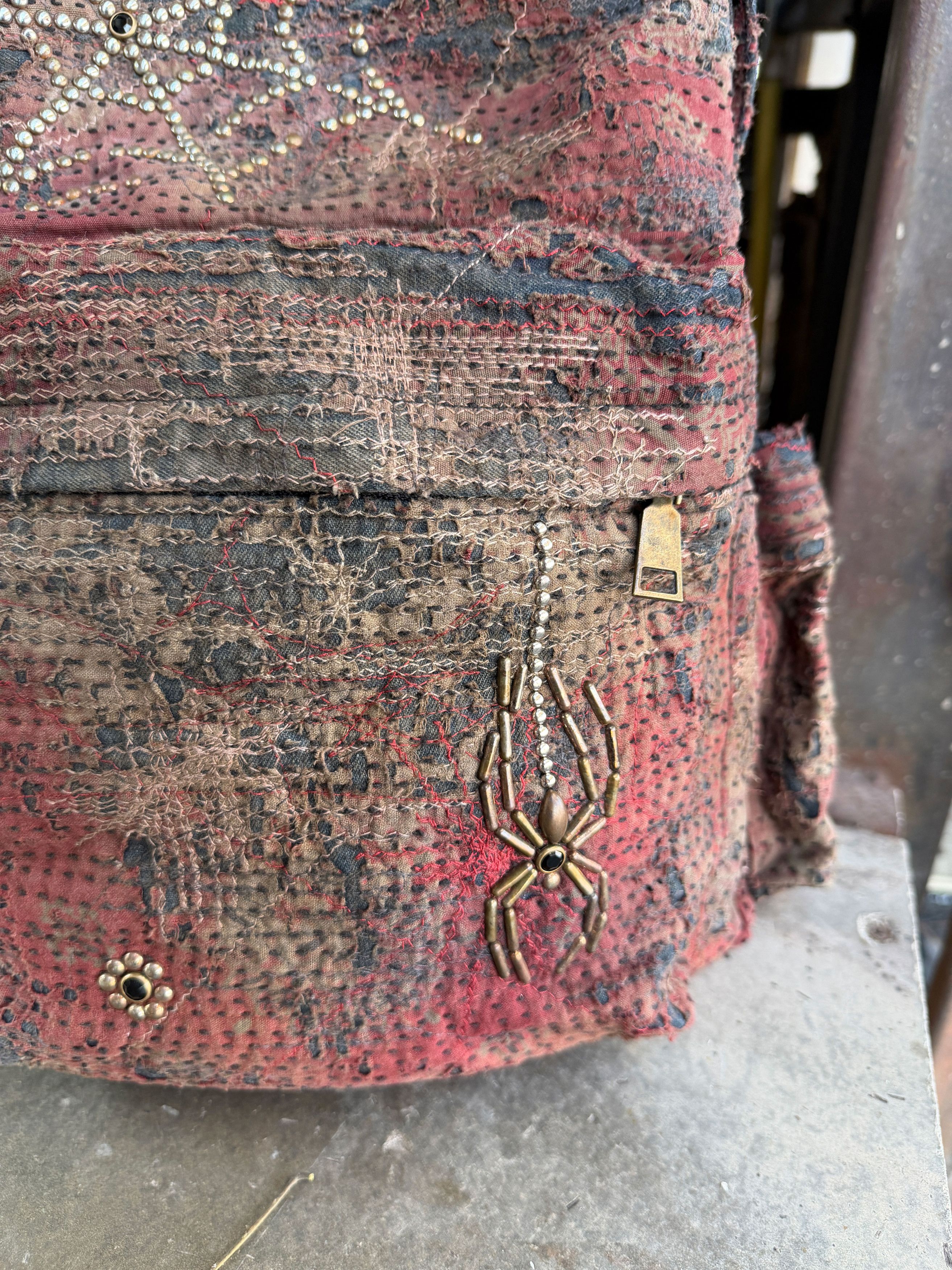 Japanese Brand SOLD * BORO SASHIKO Studded Spider Web Backpack 🕷️🕸️ Size ONE SIZE - 3 Thumbnail