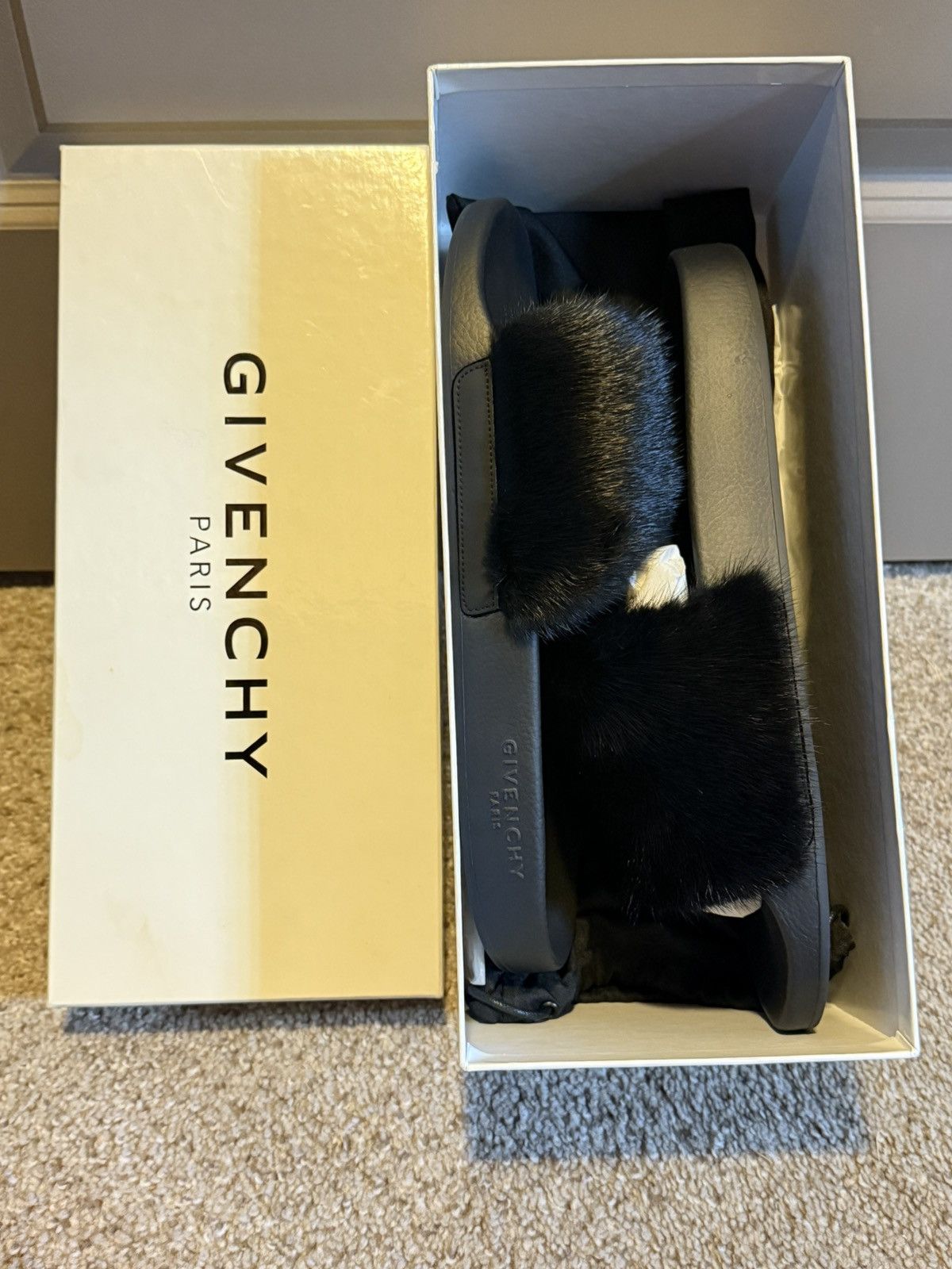 Givenchy Black Givenchy mink fur slides Size US 12 / EU 45 - 1 Thumbnail