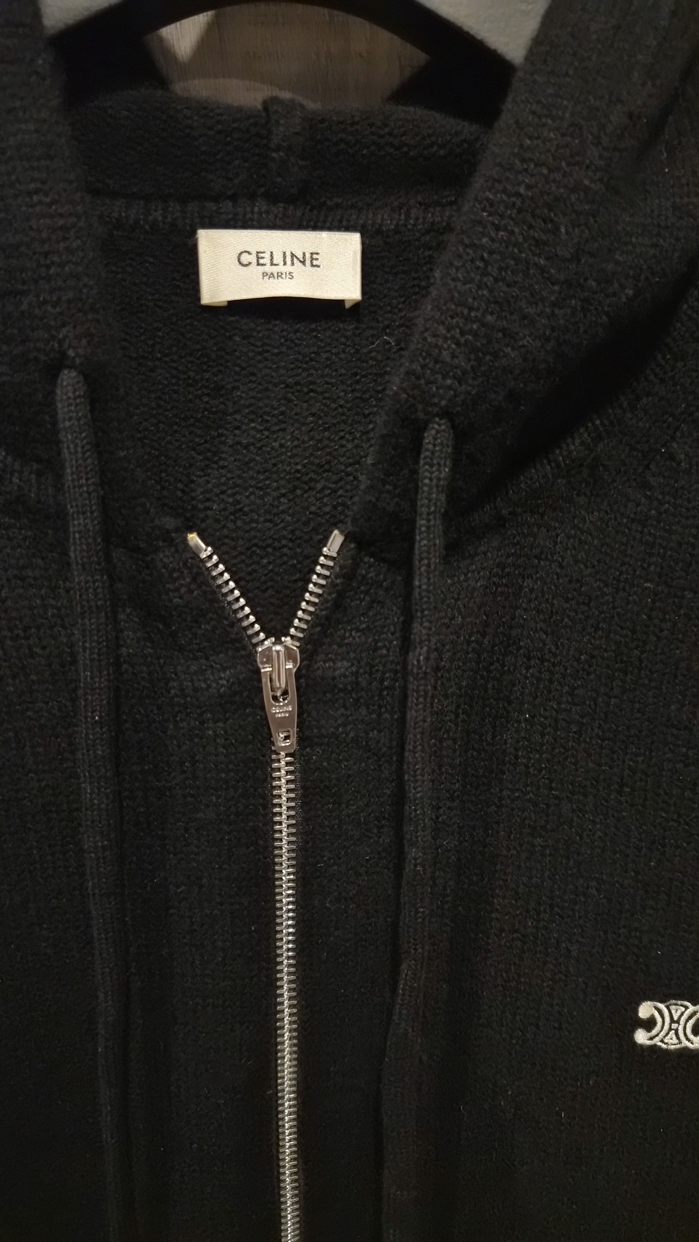 Celine Celine Black Wool Cashmere Blend Zip Hoodie Size US L / EU 52-54 / 3 - 3 Thumbnail