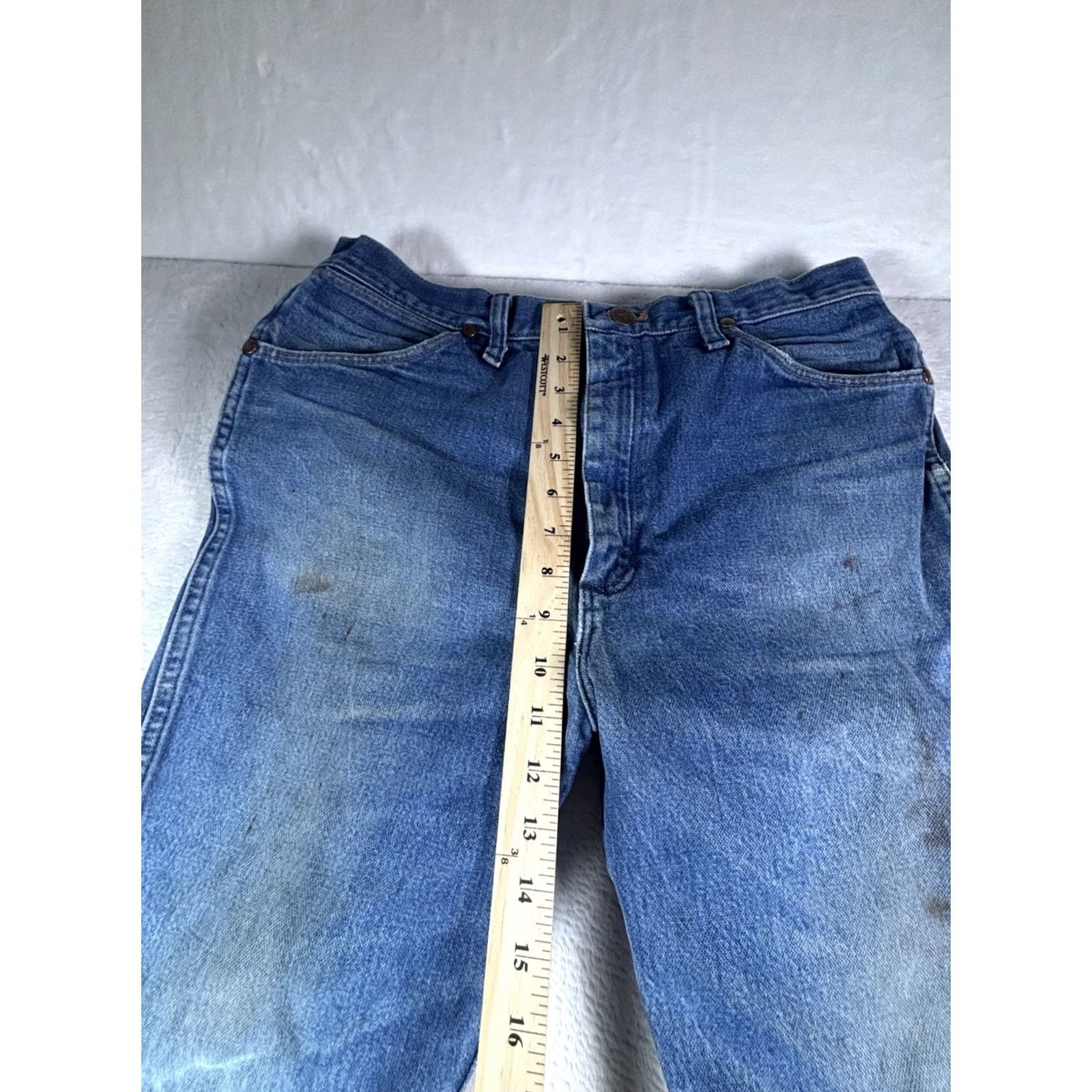 Wrangler VINTAGE Wrangler Cowboy Cut Jeans 936DEN Bootcut Regular 35x34 Denim Blue Cotton 5-Pocket Mens Jeans Boots Western Cowboy Cut Mens Size US 35 - 3 Thumbnail