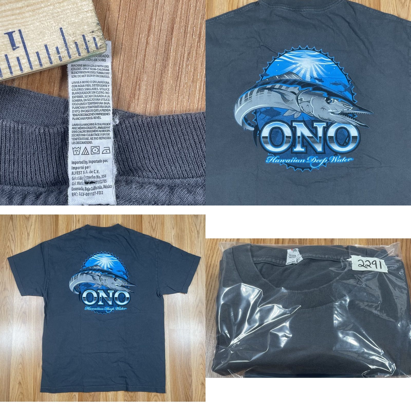 Vintage Allstyle Apparel Activewear Ono Hawaiian Deep Water Graphics T-Shirt Adults L Size US L / EU 52-54 / 3 - 8 Thumbnail