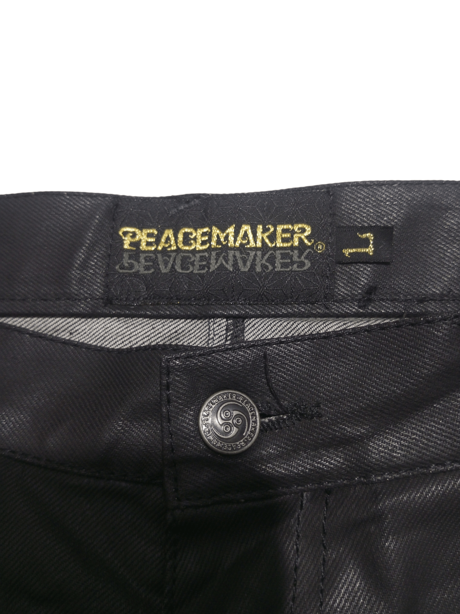 20471120 Vintage peacemaker tribal black on black wax denim Size US 29 - 13 Thumbnail