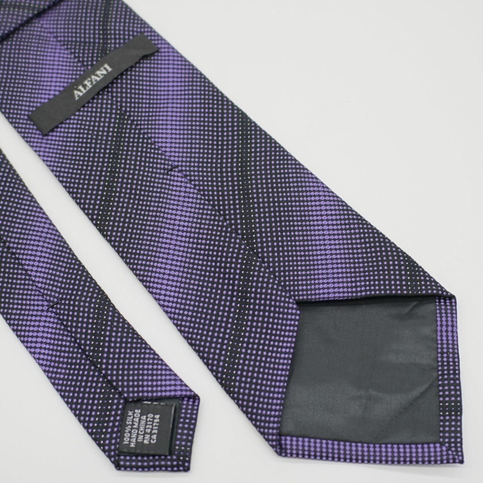 Alfani Alfani Gradient Purple Black Polka Dot Striped Woven Silk Ti Size ONE SIZE - 5 Thumbnail