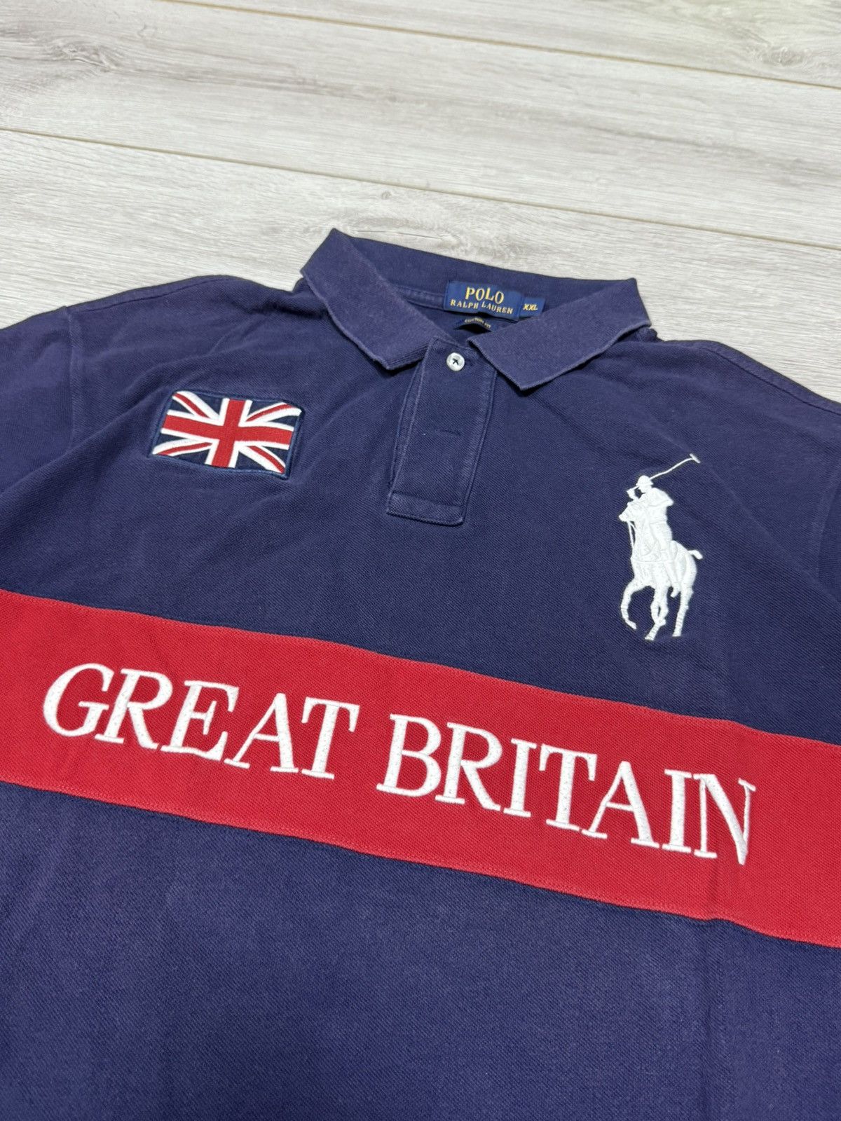 Polo Ralph Lauren POLO RL 🇬🇧 Great Britain England flag vintage big logo shirt Size US XXL / EU 58 / 5 - 4 Thumbnail