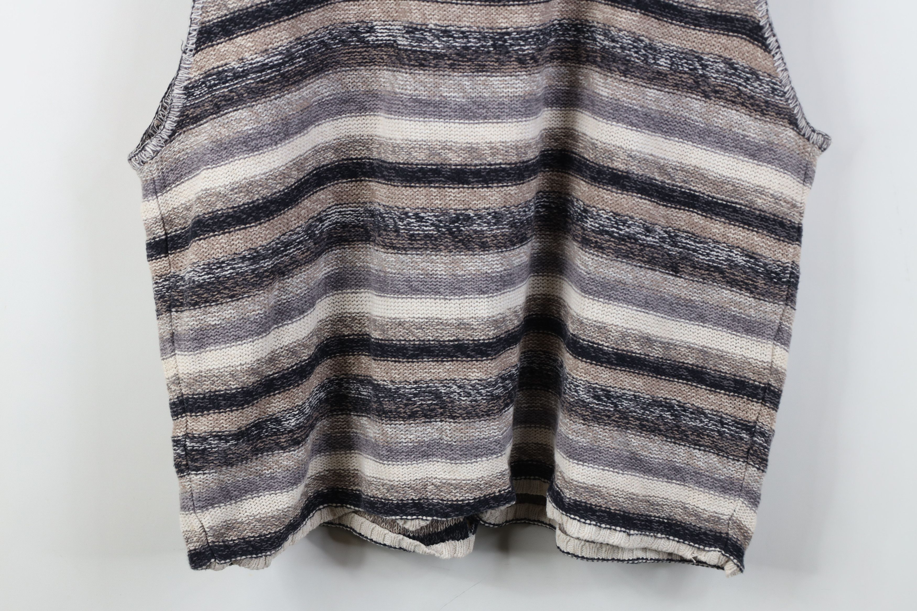 Vintage Vintage 90s Streetwear Earth Tone Striped Knit Sweater Vest Size US XL / EU 56 / 4 - 9 Thumbnail